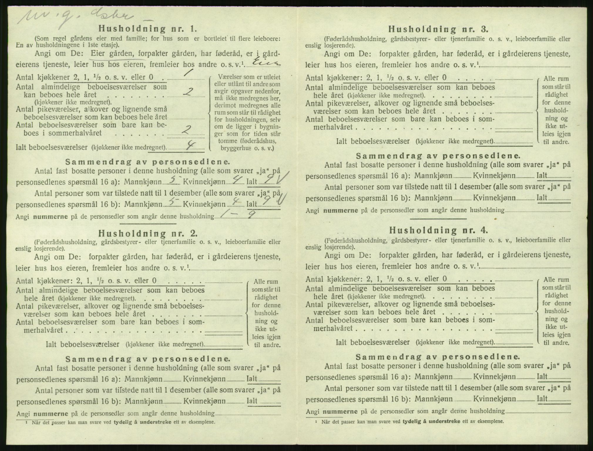 SAT, 1920 census for Veøy, 1920, p. 910