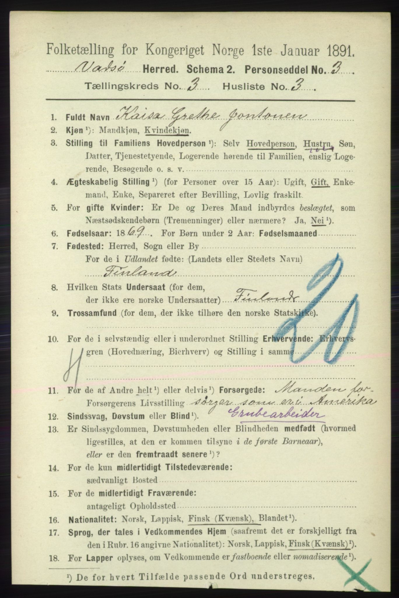 RA, 1891 census for 2029 Vadsø, 1891, p. 837
