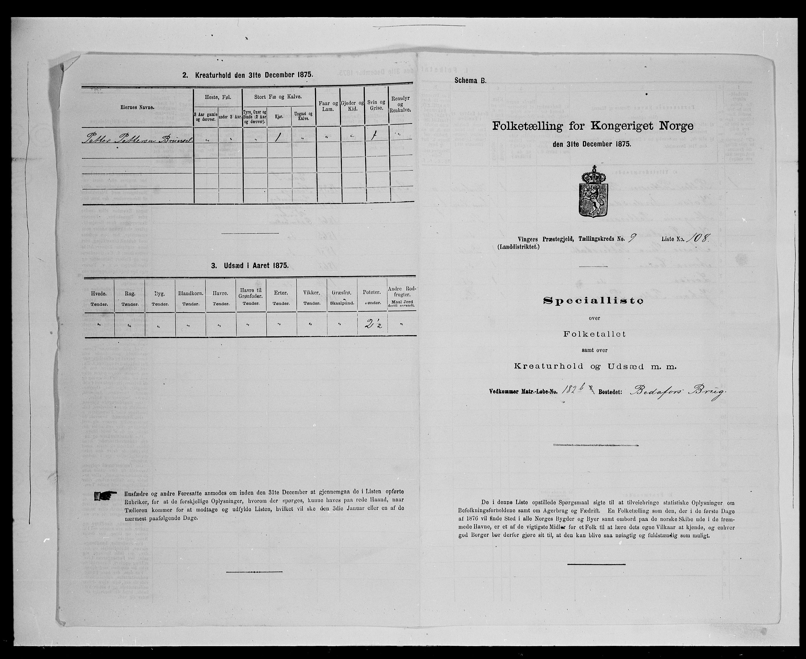 SAH, 1875 census for 0421L Vinger/Vinger og Austmarka, 1875, p. 1597