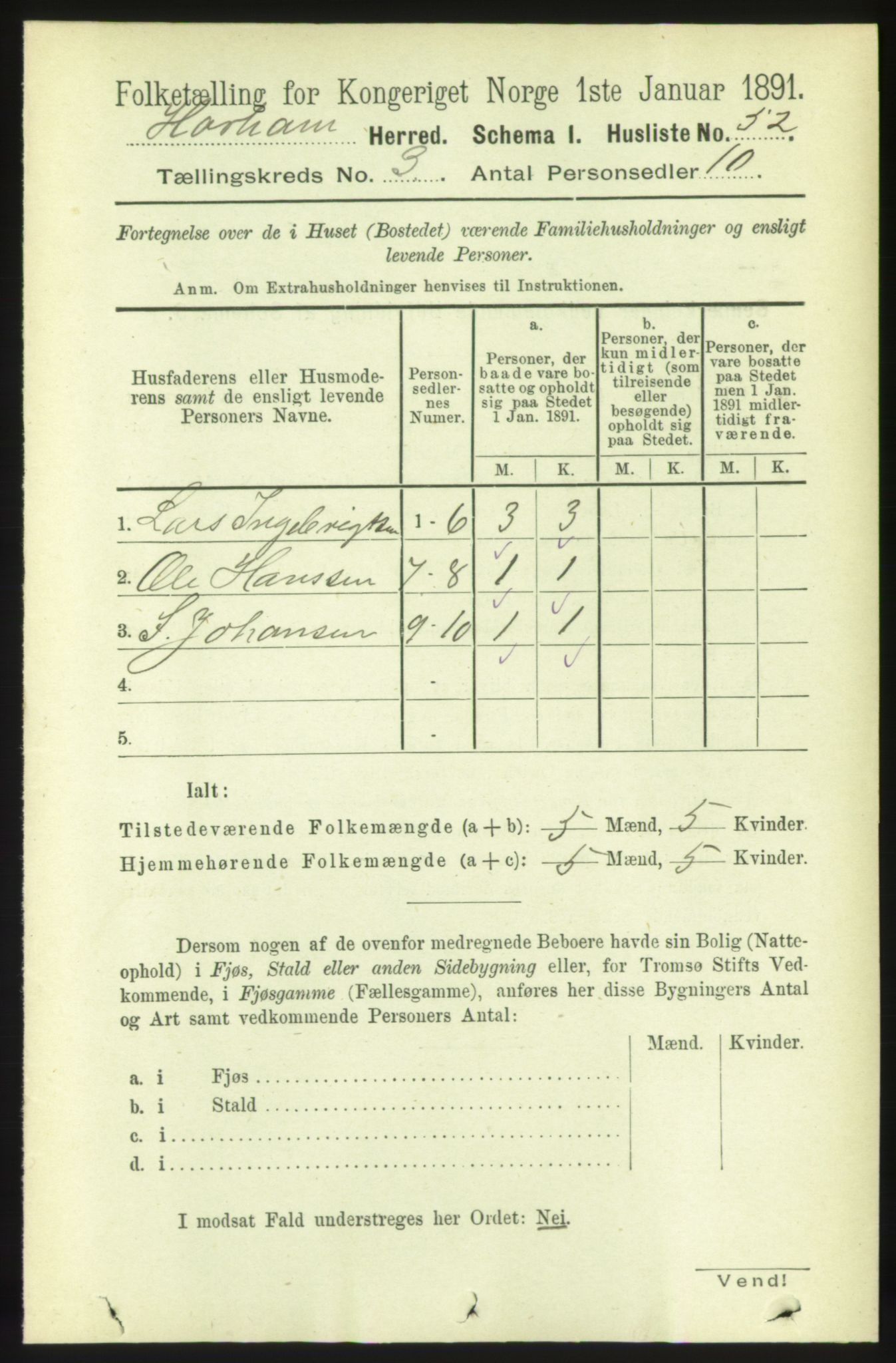 RA, 1891 census for 1534 Haram, 1891, p. 1189