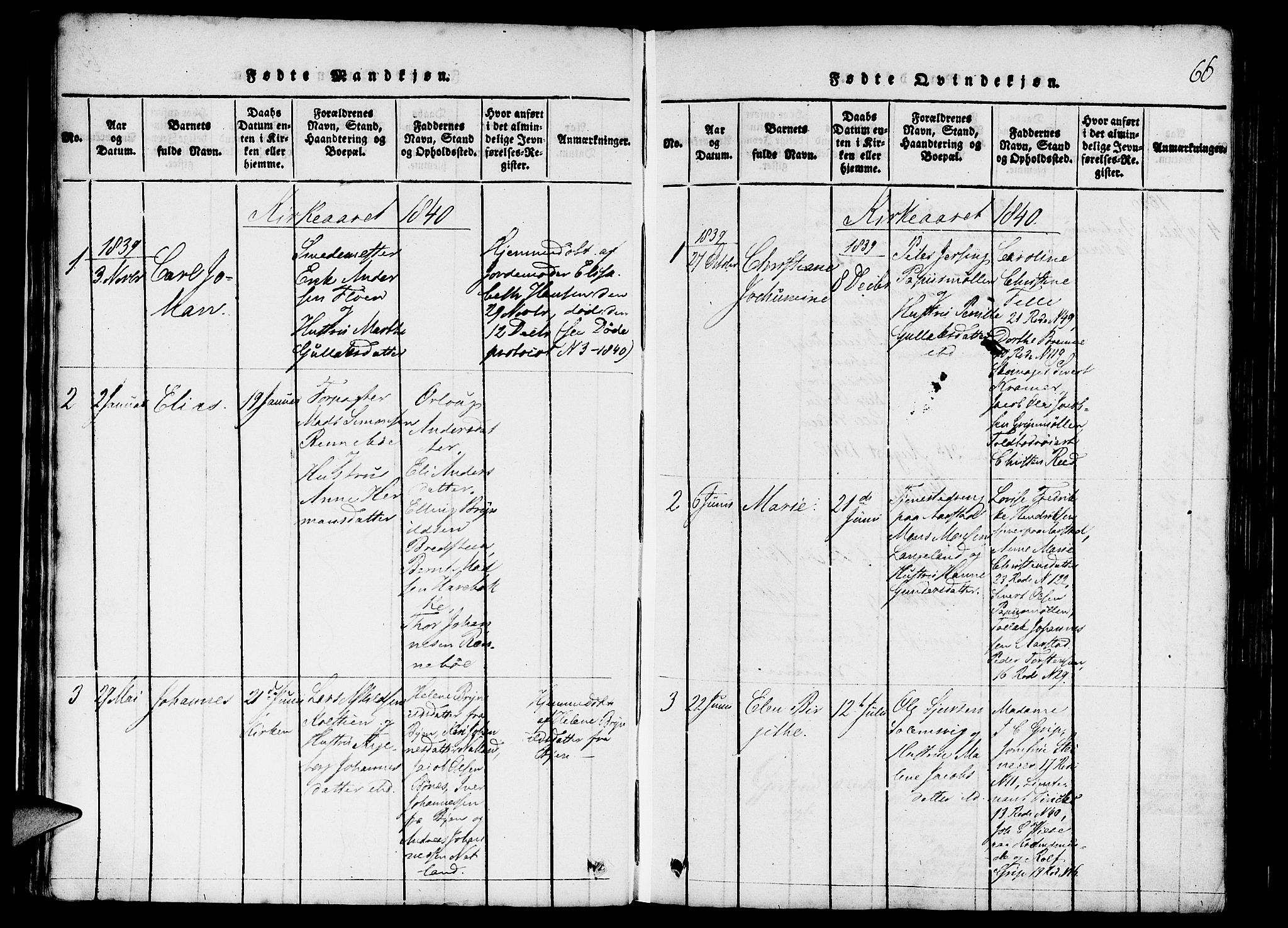 St. Jørgens hospital og Årstad sokneprestembete, AV/SAB-A-99934: Parish register (official) no. A 3, 1815-1843, p. 66