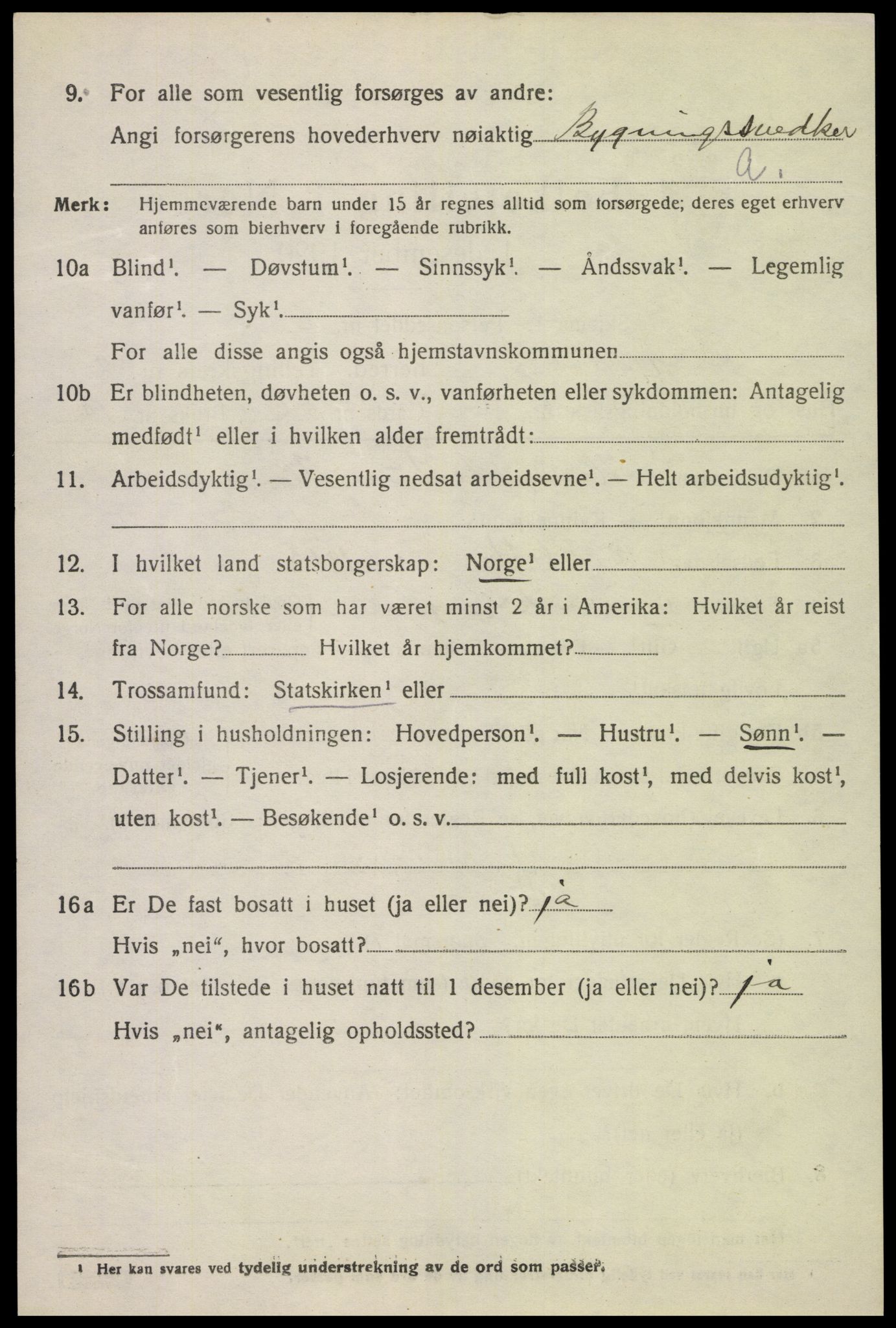 SAK, 1920 census for Lyngdal, 1920, p. 1730