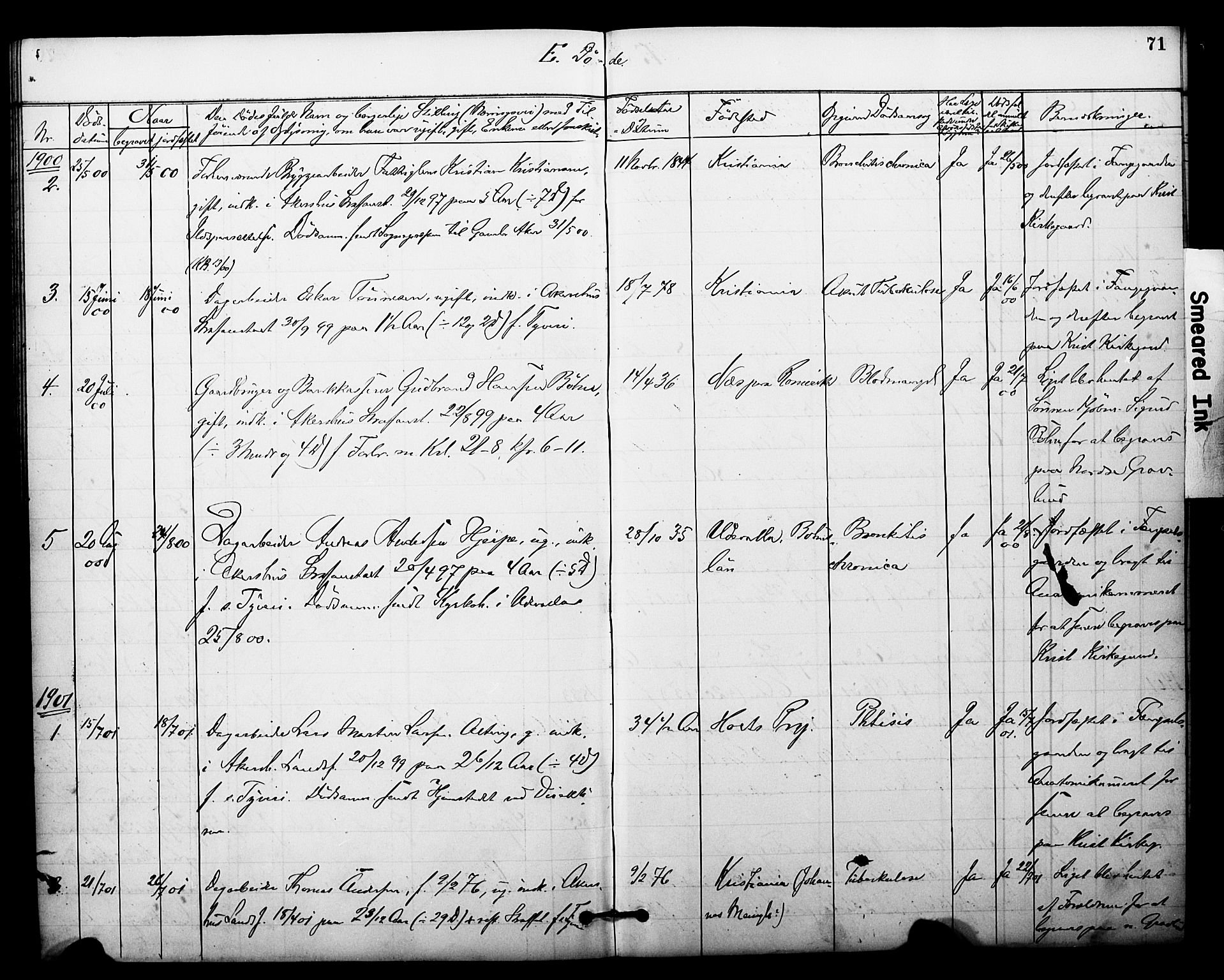 Akershus festnings slaveri Kirkebøker, AV/SAO-A-10841/F/Fa/L0003: Parish register (official) no. 3, 1884-1912, p. 71