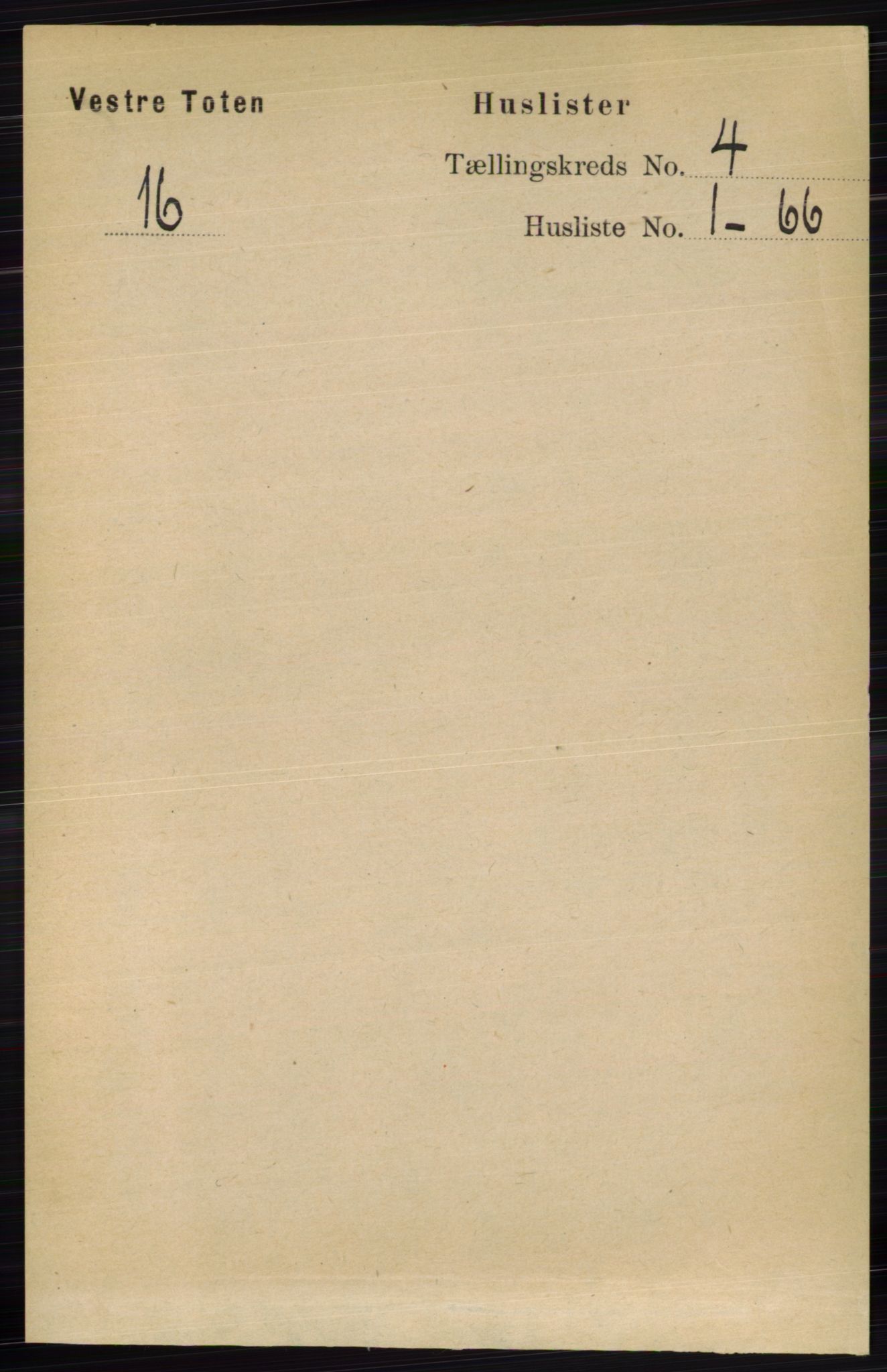 RA, 1891 census for 0529 Vestre Toten, 1891, p. 2634