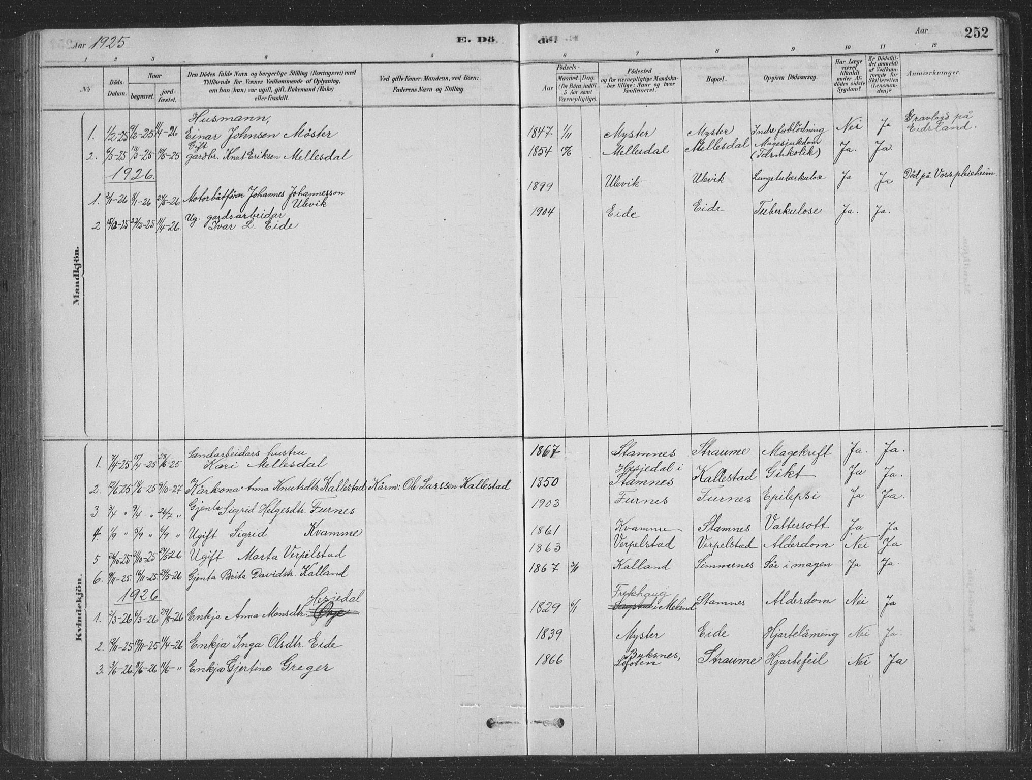 Vaksdal Sokneprestembete, SAB/A-78901/H/Hab: Parish register (copy) no. D 1, 1878-1939, p. 252