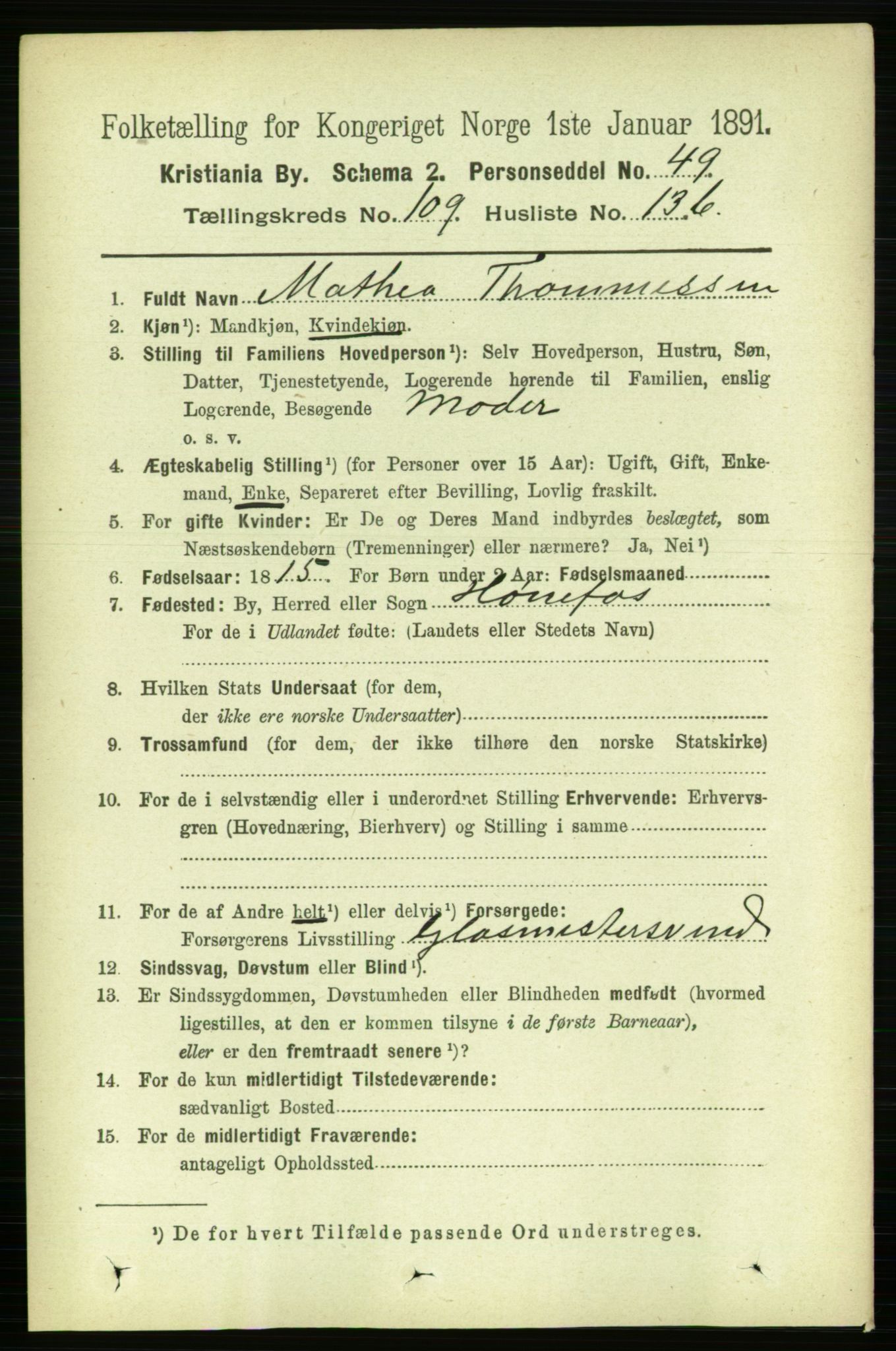 RA, 1891 census for 0301 Kristiania, 1891, p. 56748
