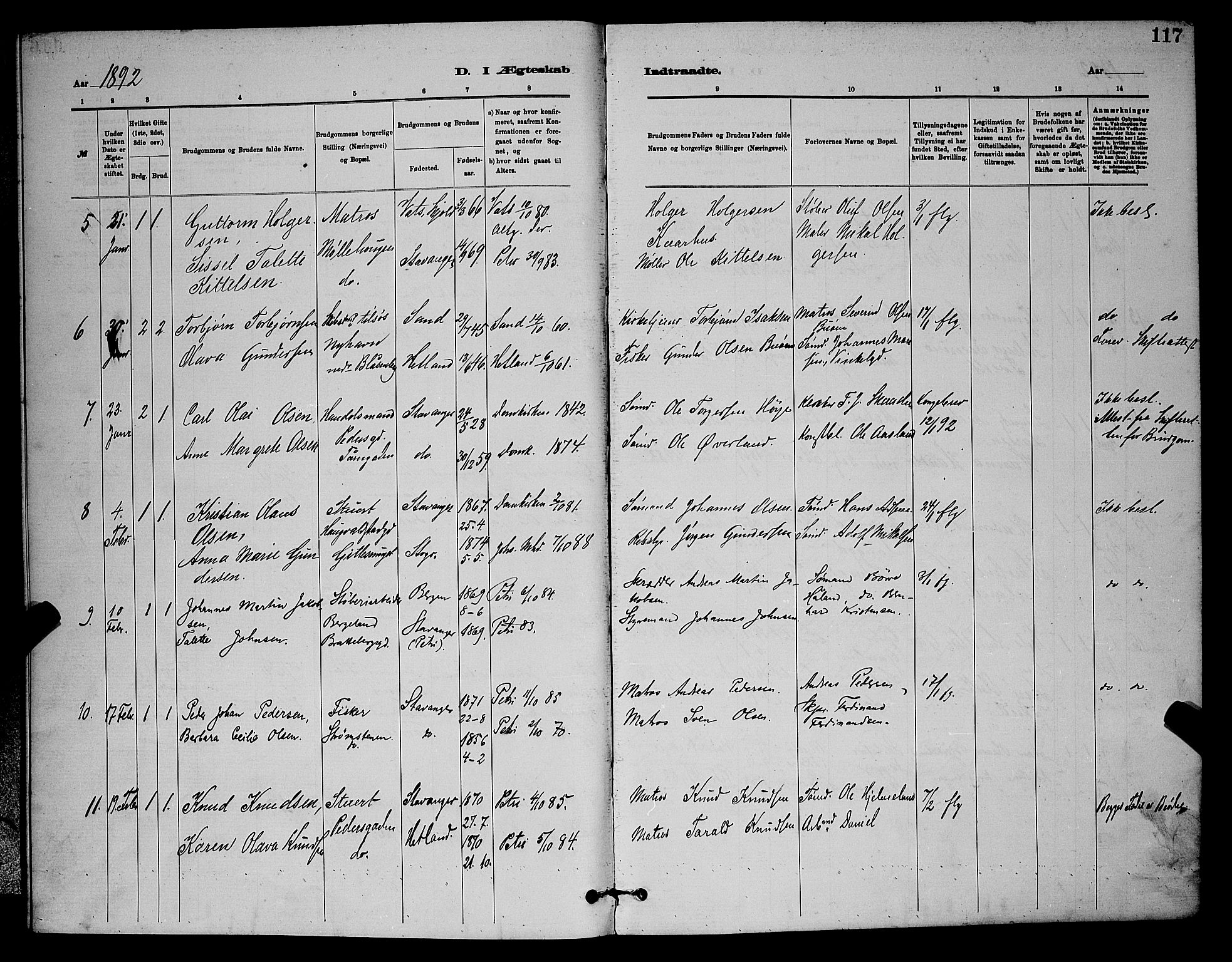 St. Johannes sokneprestkontor, AV/SAST-A-101814/001/30/30BB/L0001: Parish register (copy) no. B 1, 1885-1897, p. 117