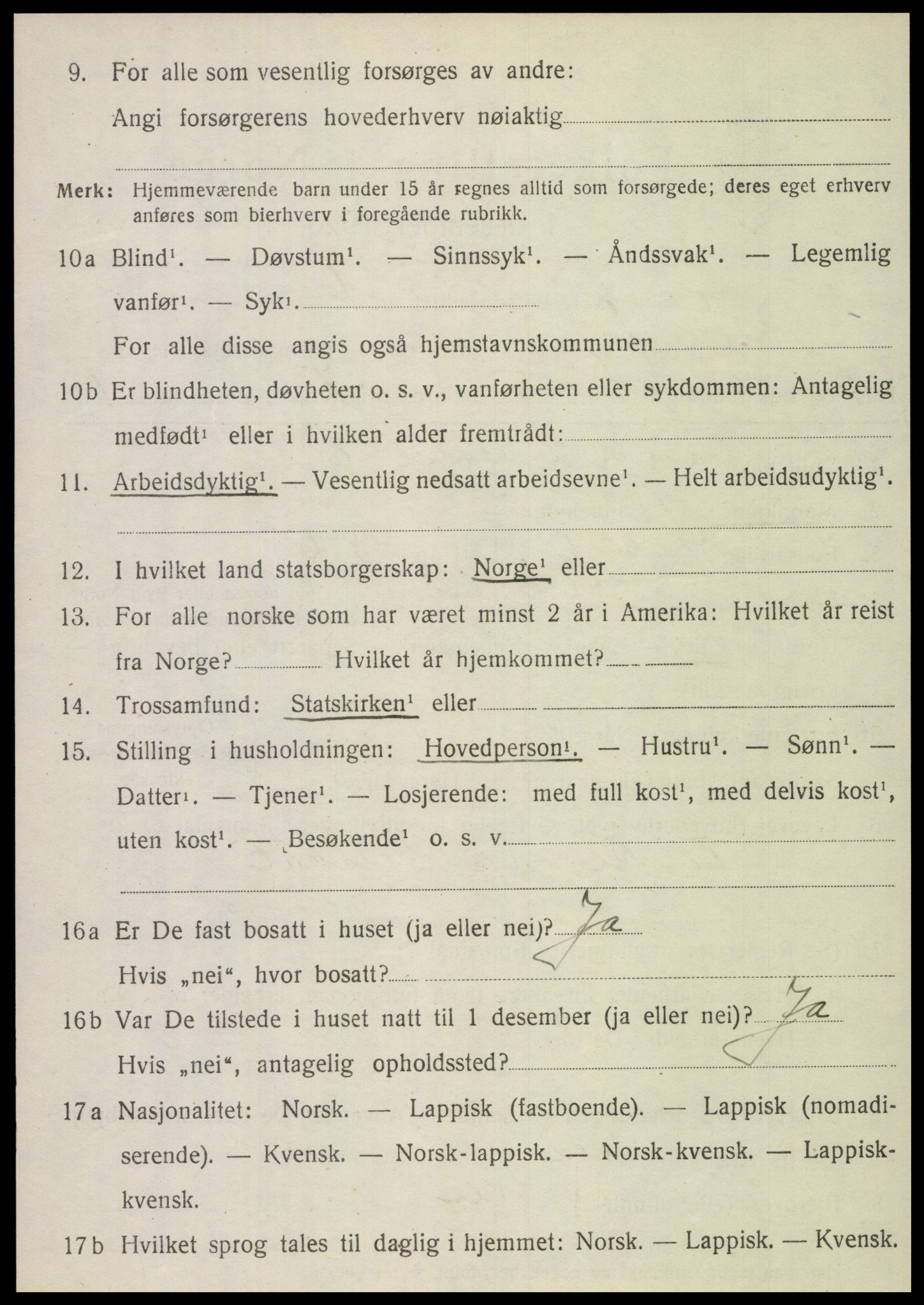 SAT, 1920 census for Brønnøy, 1920, p. 2039