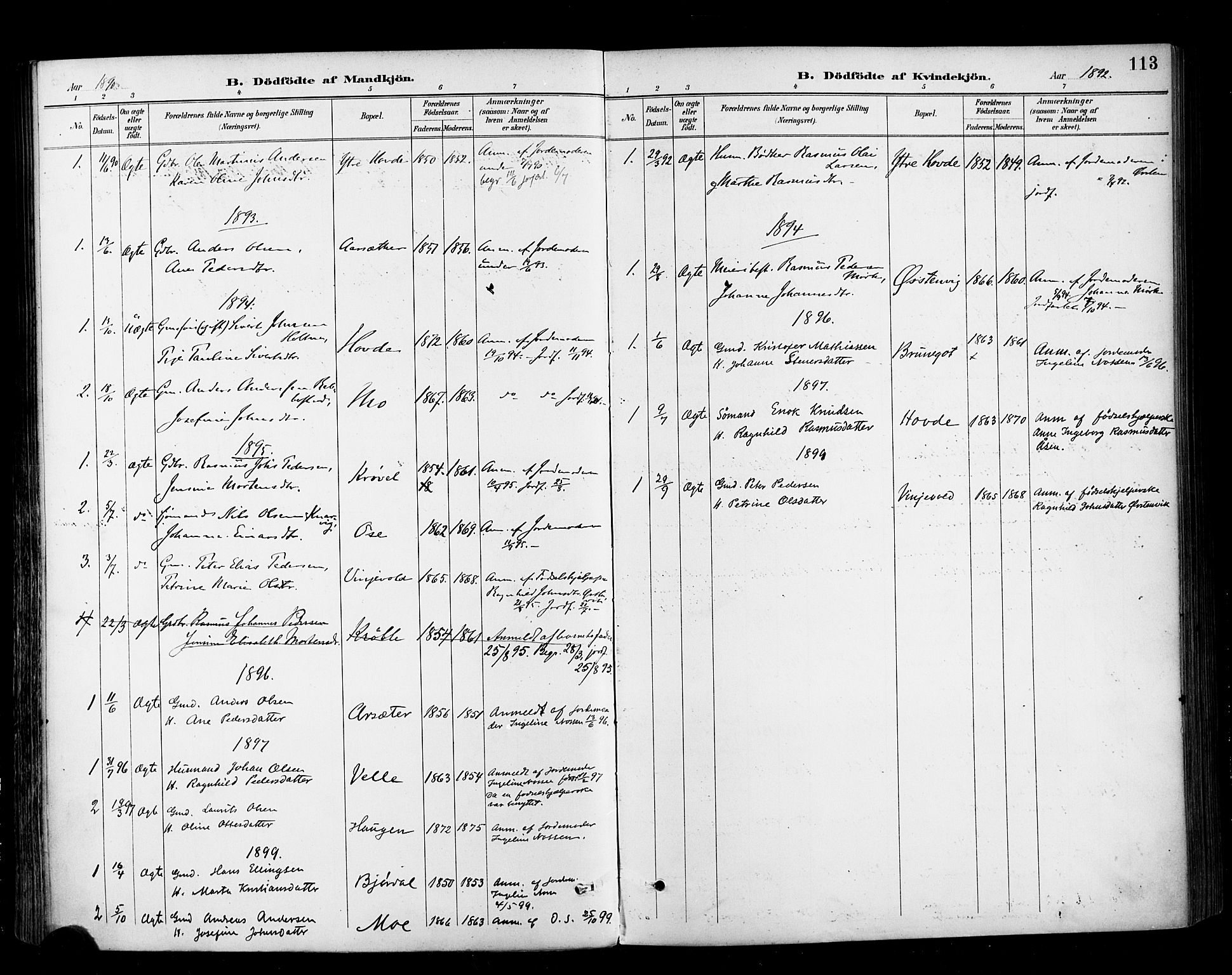 Ministerialprotokoller, klokkerbøker og fødselsregistre - Møre og Romsdal, AV/SAT-A-1454/513/L0177: Parish register (official) no. 513A04, 1890-1906, p. 113