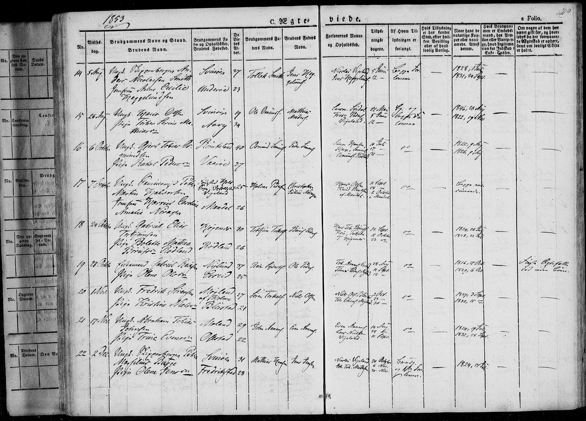 Sør-Audnedal sokneprestkontor, SAK/1111-0039/F/Fa/Fab/L0006: Parish register (official) no. A 6, 1829-1855, p. 209