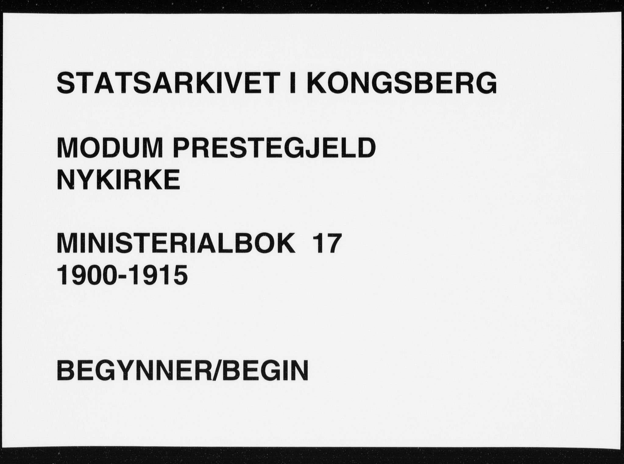 Modum kirkebøker, AV/SAKO-A-234/F/Fa/L0017: Parish register (official) no. 17, 1900-1915