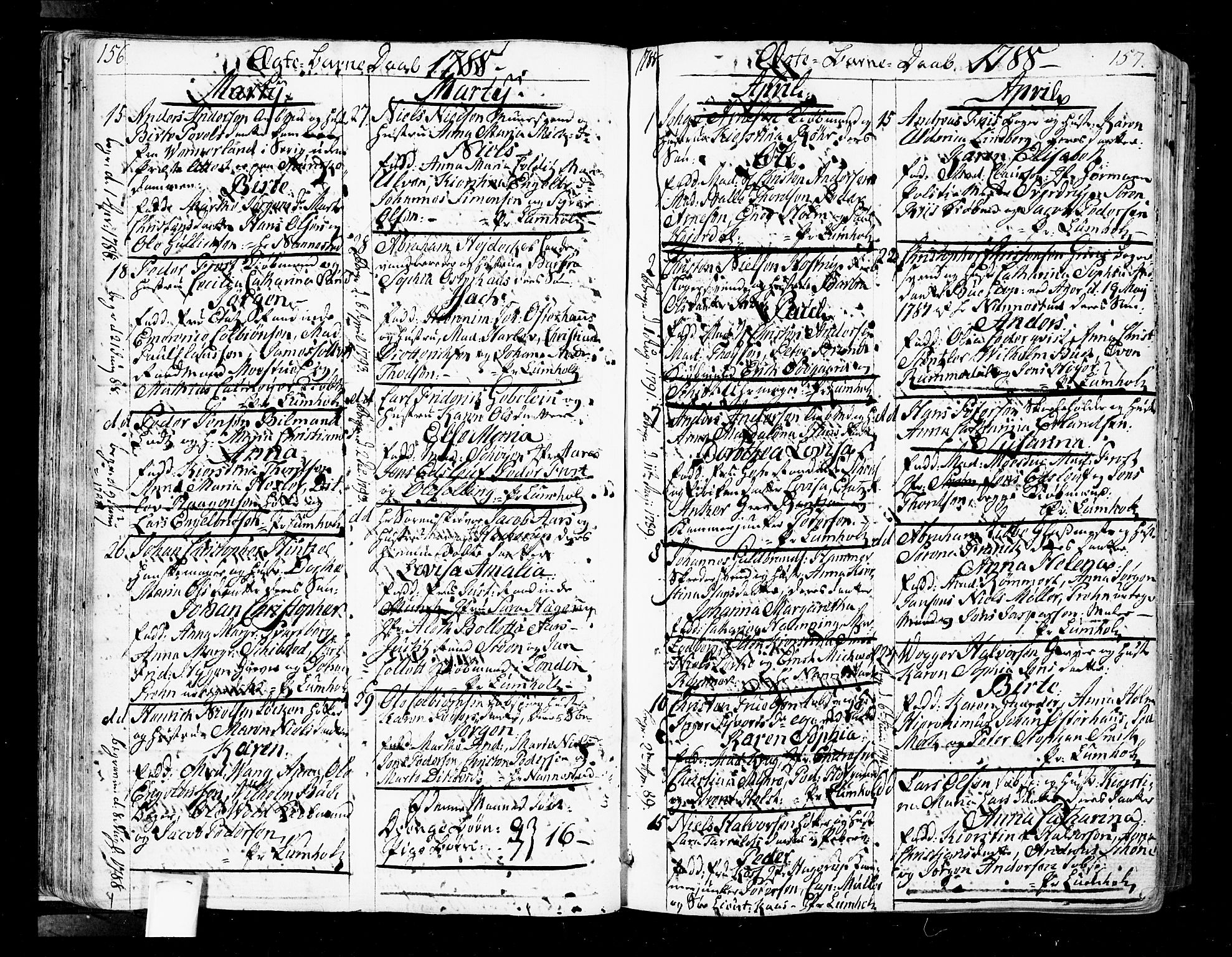 Oslo domkirke Kirkebøker, SAO/A-10752/F/Fa/L0005: Parish register (official) no. 5, 1787-1806, p. 156-157
