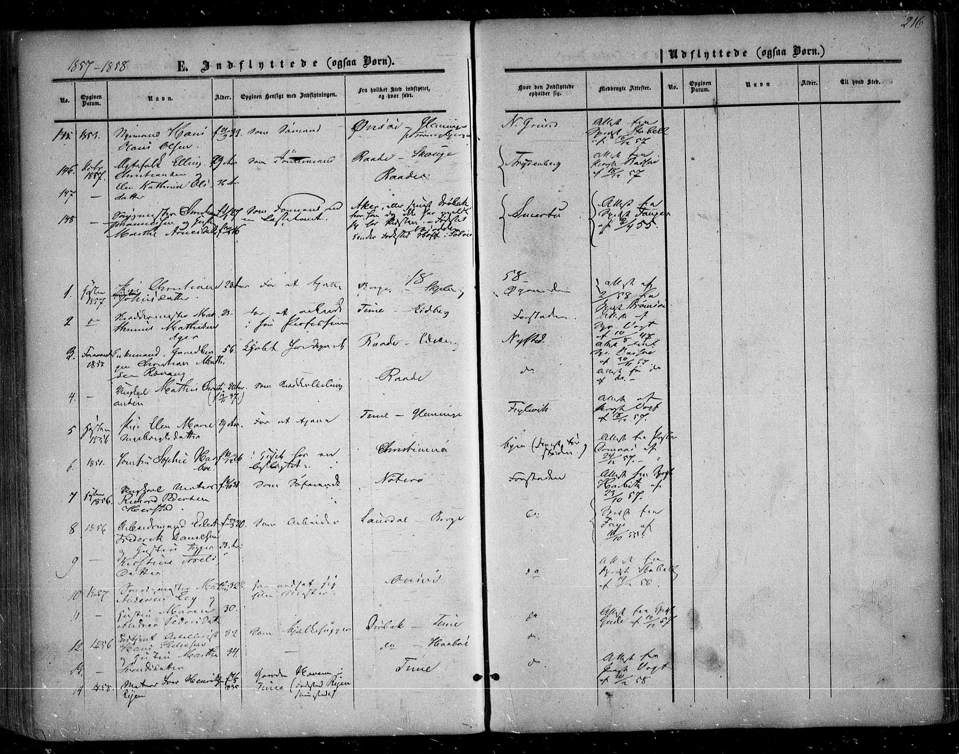 Glemmen prestekontor Kirkebøker, SAO/A-10908/F/Fa/L0007: Parish register (official) no. 7, 1853-1862, p. 216