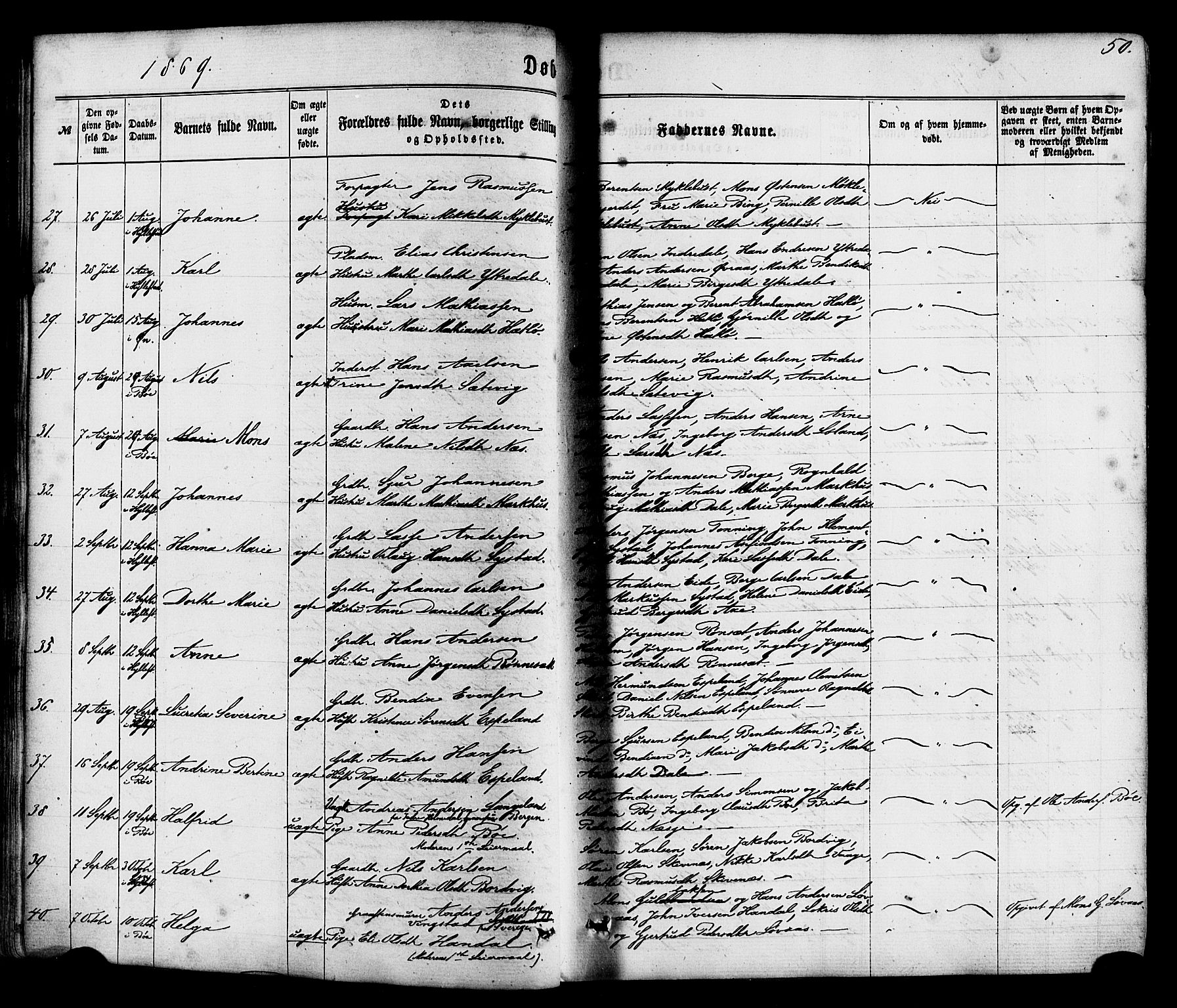 Hyllestad sokneprestembete, AV/SAB-A-80401: Parish register (official) no. A 1, 1861-1886, p. 50