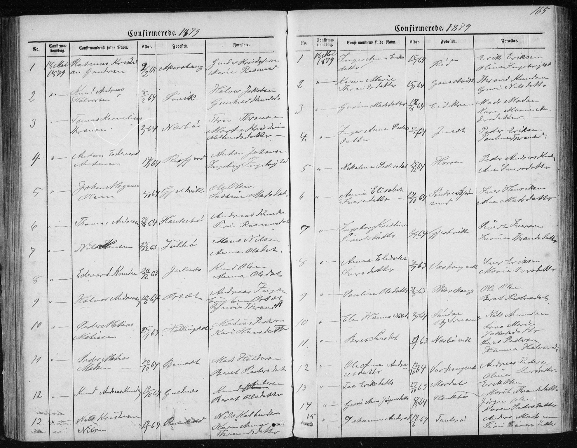 Ministerialprotokoller, klokkerbøker og fødselsregistre - Møre og Romsdal, AV/SAT-A-1454/560/L0724: Parish register (copy) no. 560C01, 1867-1892, p. 165