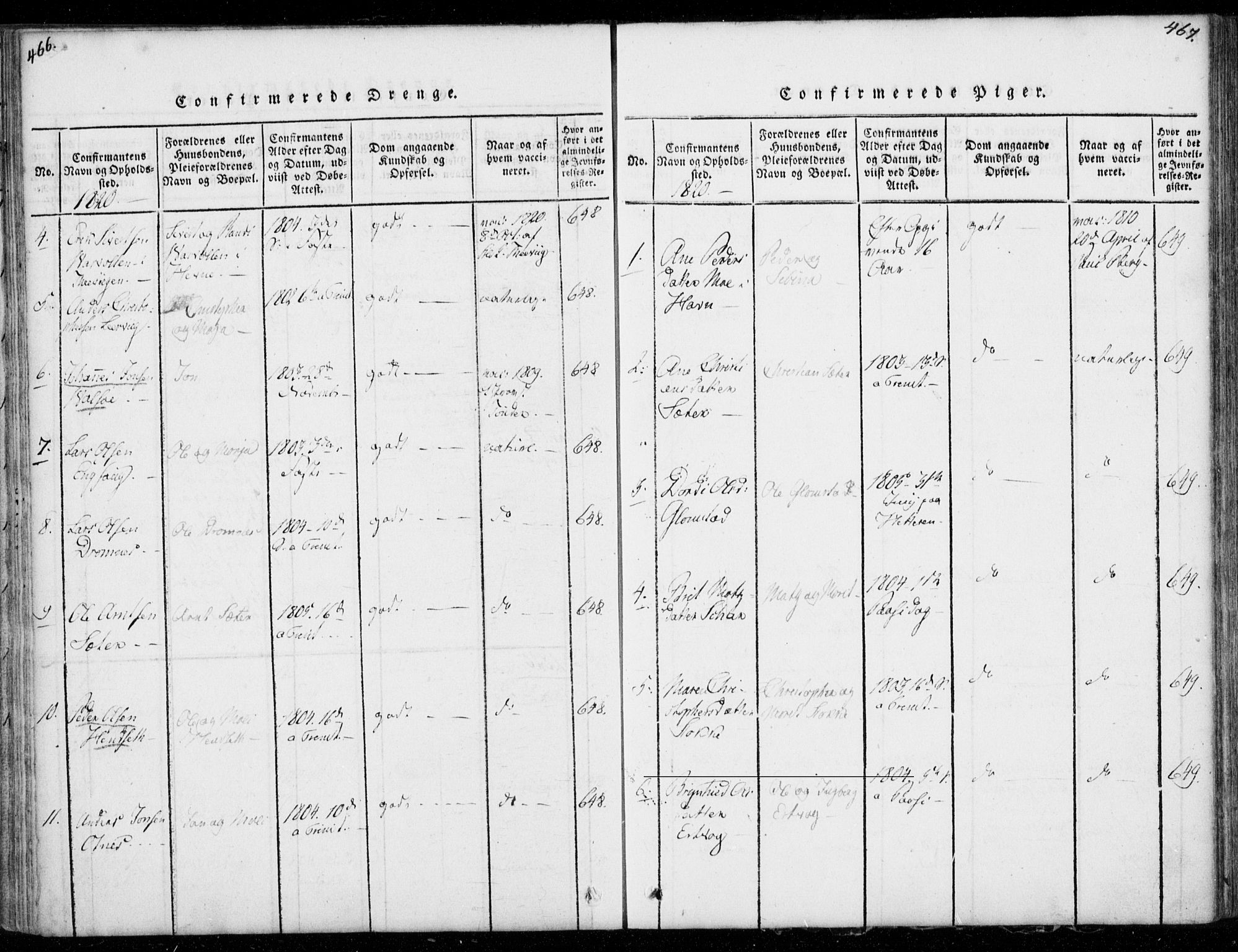 Ministerialprotokoller, klokkerbøker og fødselsregistre - Møre og Romsdal, AV/SAT-A-1454/578/L0903: Parish register (official) no. 578A02, 1819-1838, p. 466-467