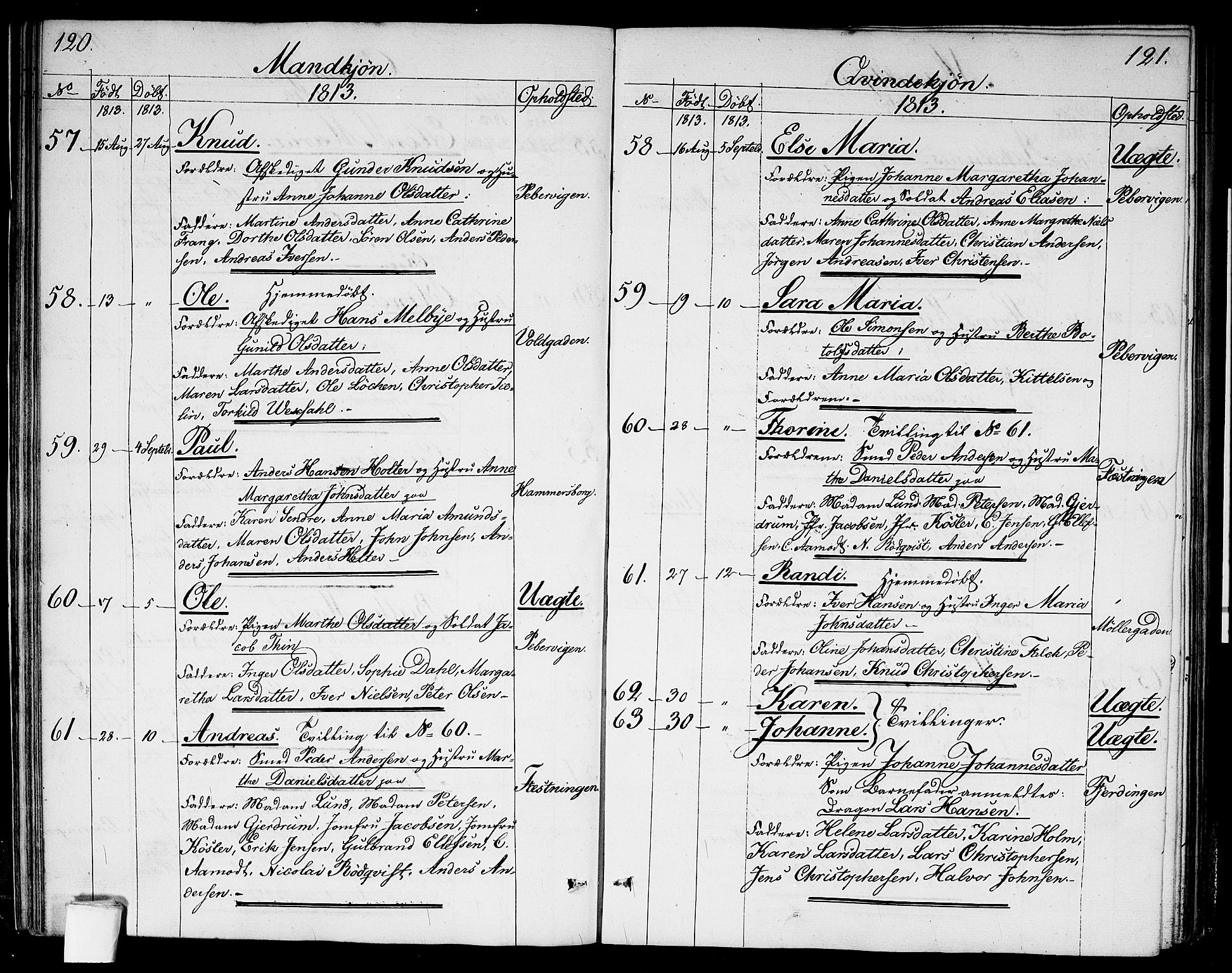 Garnisonsmenigheten Kirkebøker, SAO/A-10846/G/Ga/L0002: Parish register (copy) no. 2, 1810-1814, p. 120-121