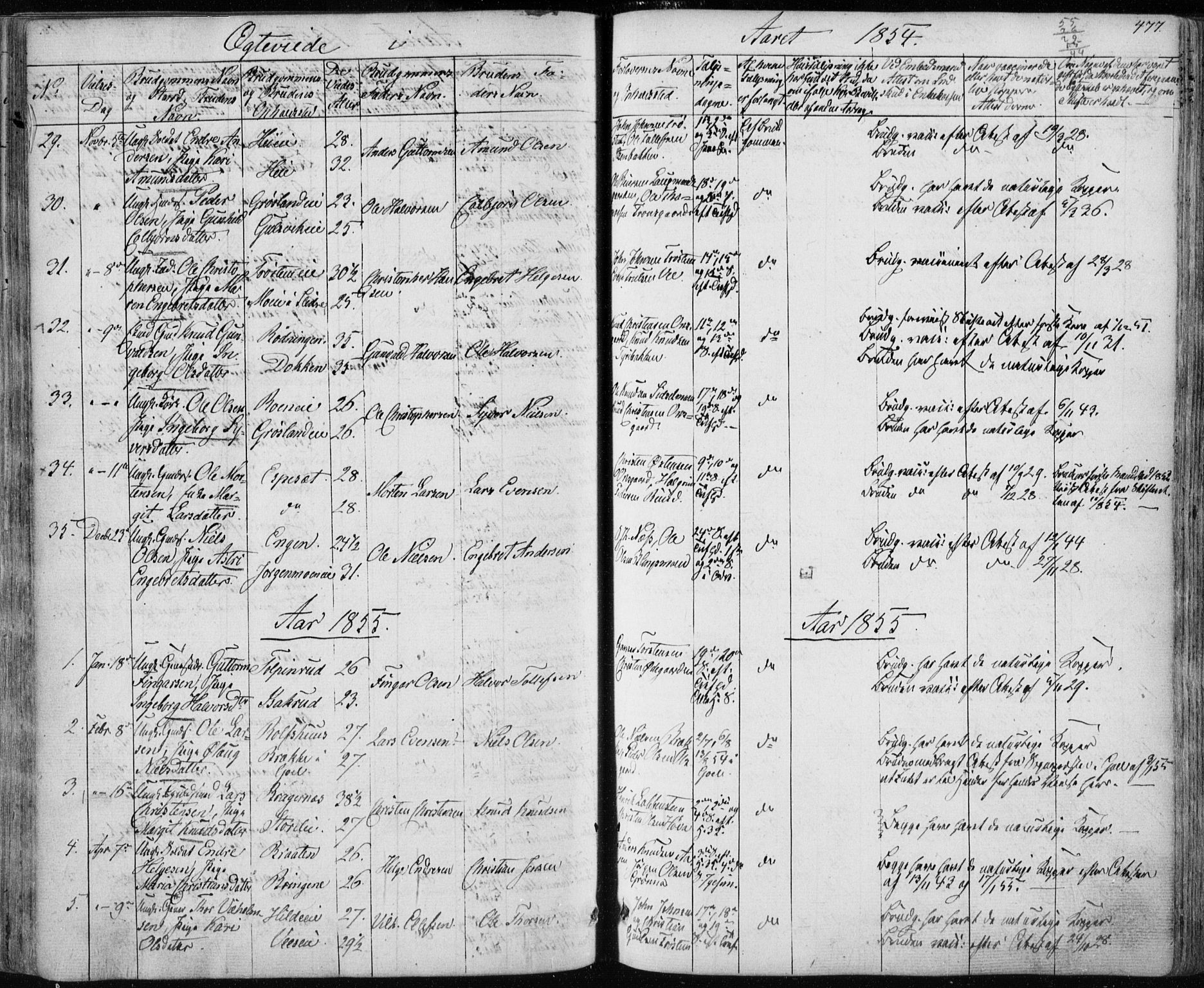 Nes kirkebøker, SAKO/A-236/F/Fa/L0009: Parish register (official) no. 9, 1834-1863, p. 477