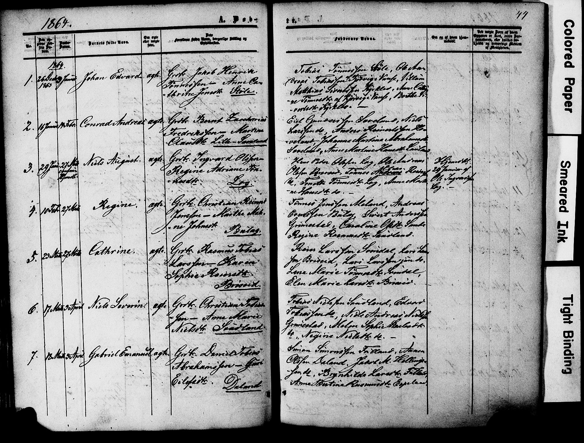 Herad sokneprestkontor, AV/SAK-1111-0018/F/Fa/Faa/L0005: Parish register (official) no. A 5, 1853-1886, p. 44