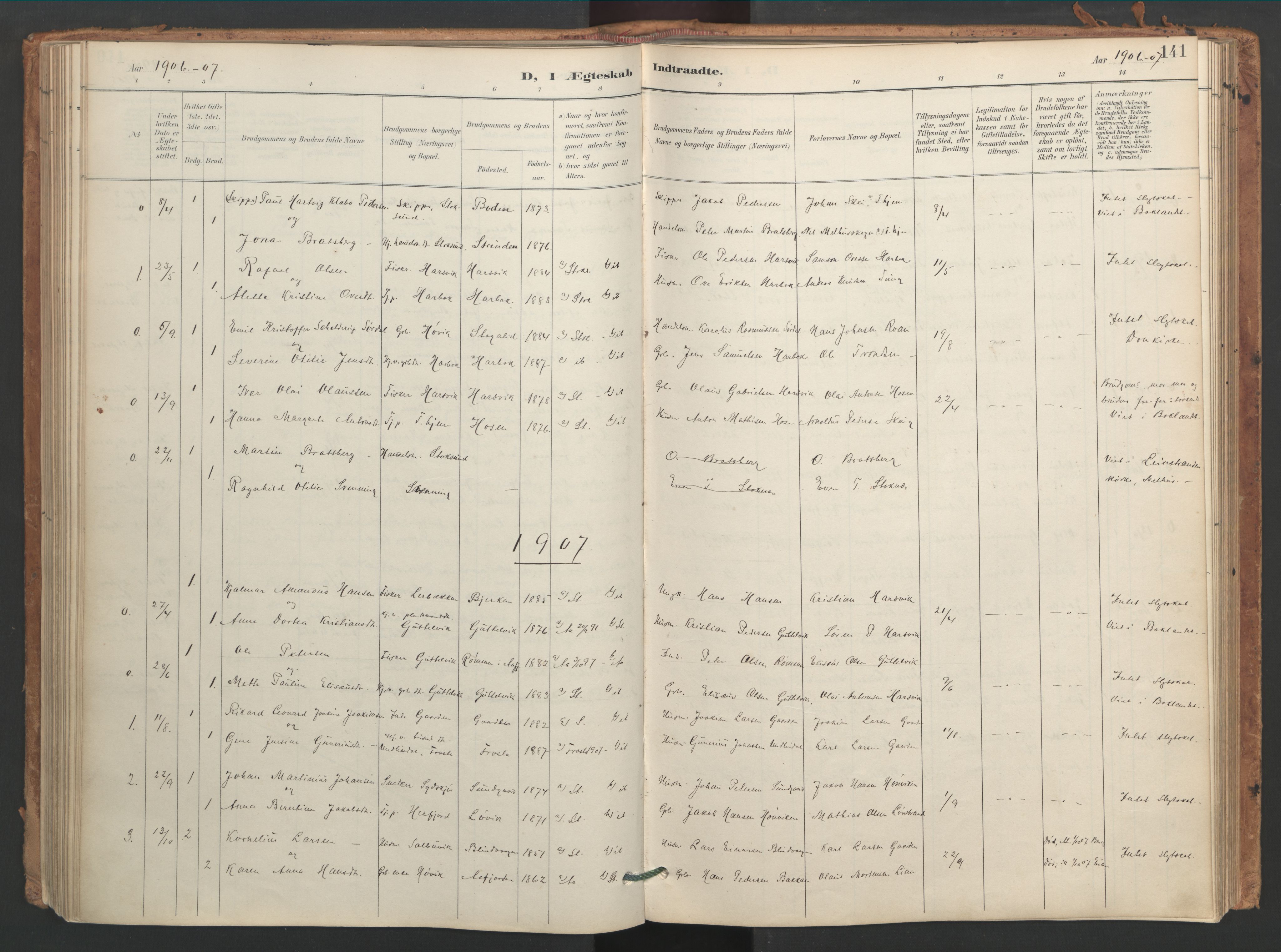 Ministerialprotokoller, klokkerbøker og fødselsregistre - Sør-Trøndelag, SAT/A-1456/656/L0693: Parish register (official) no. 656A02, 1894-1913, p. 141