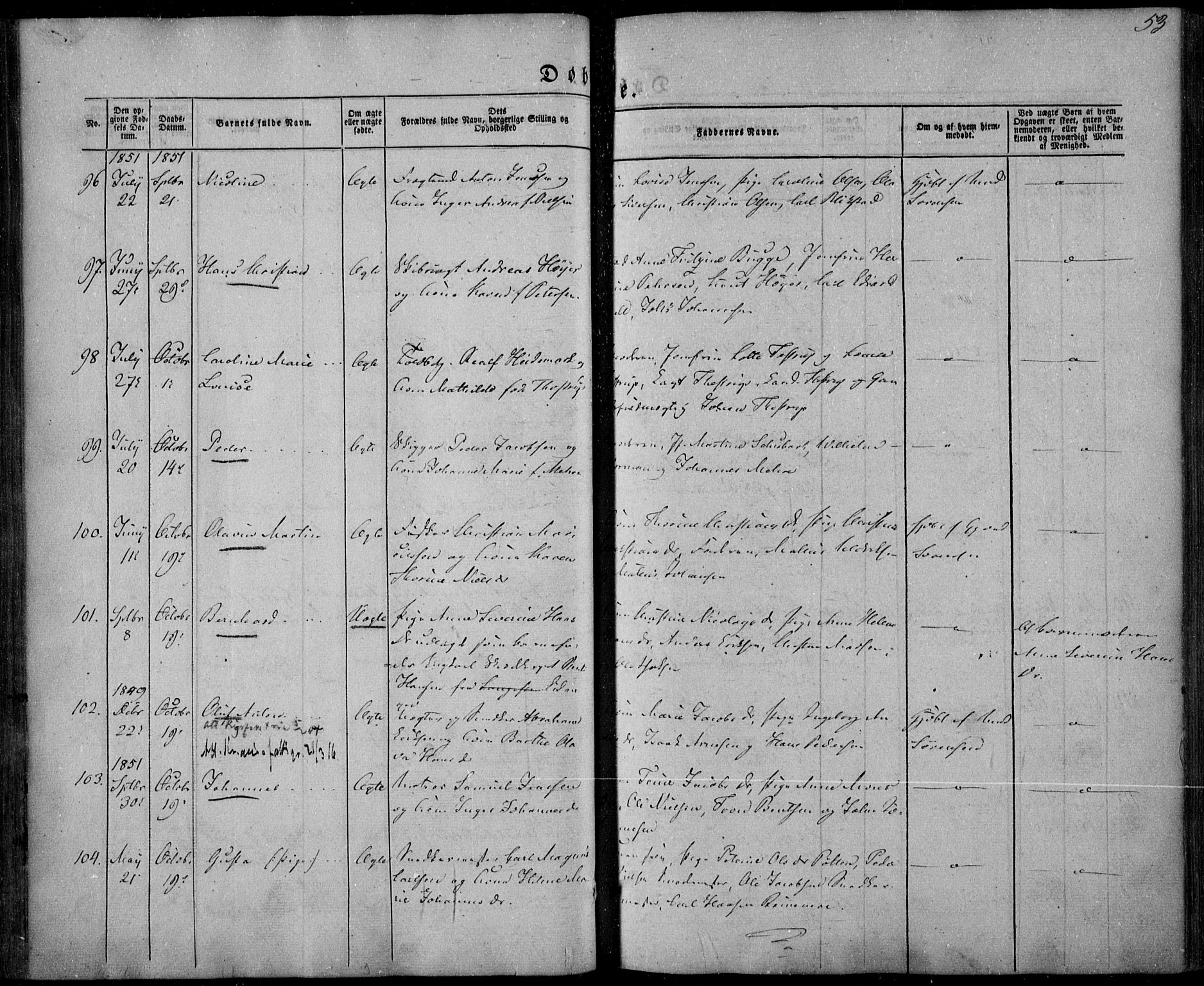 Larvik kirkebøker, SAKO/A-352/F/Fa/L0003: Parish register (official) no. I 3, 1848-1856, p. 53