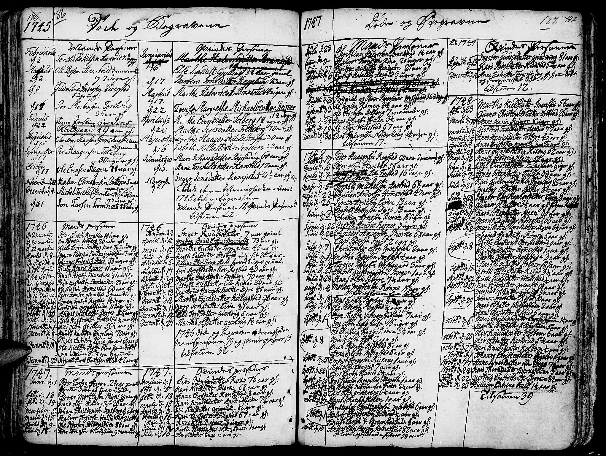 Løten prestekontor, SAH/PREST-022/K/Ka/L0002: Parish register (official) no. 2, 1731-1772, p. 186-187