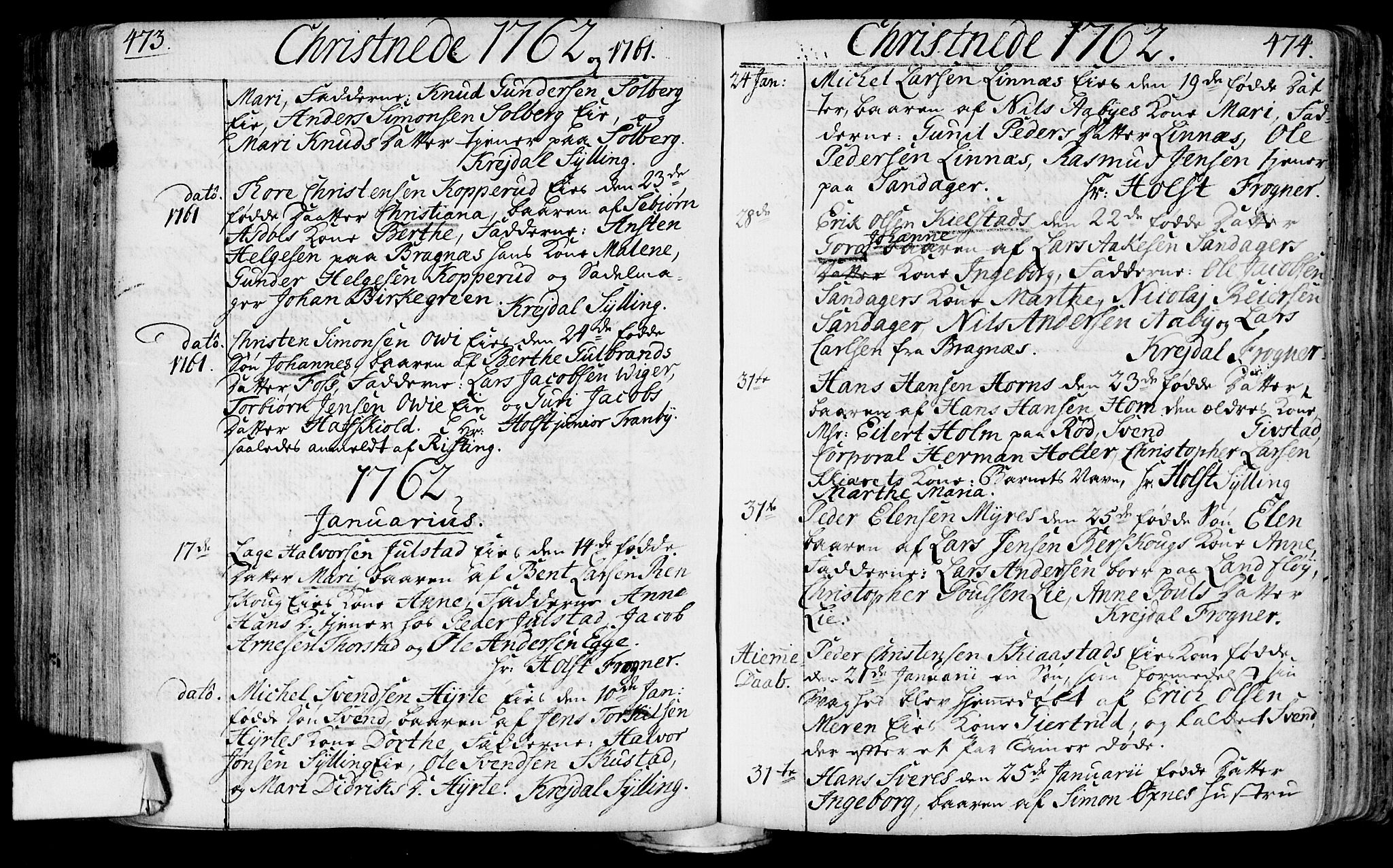 Lier kirkebøker, SAKO/A-230/F/Fa/L0004: Parish register (official) no. I 4, 1749-1764, p. 473-474