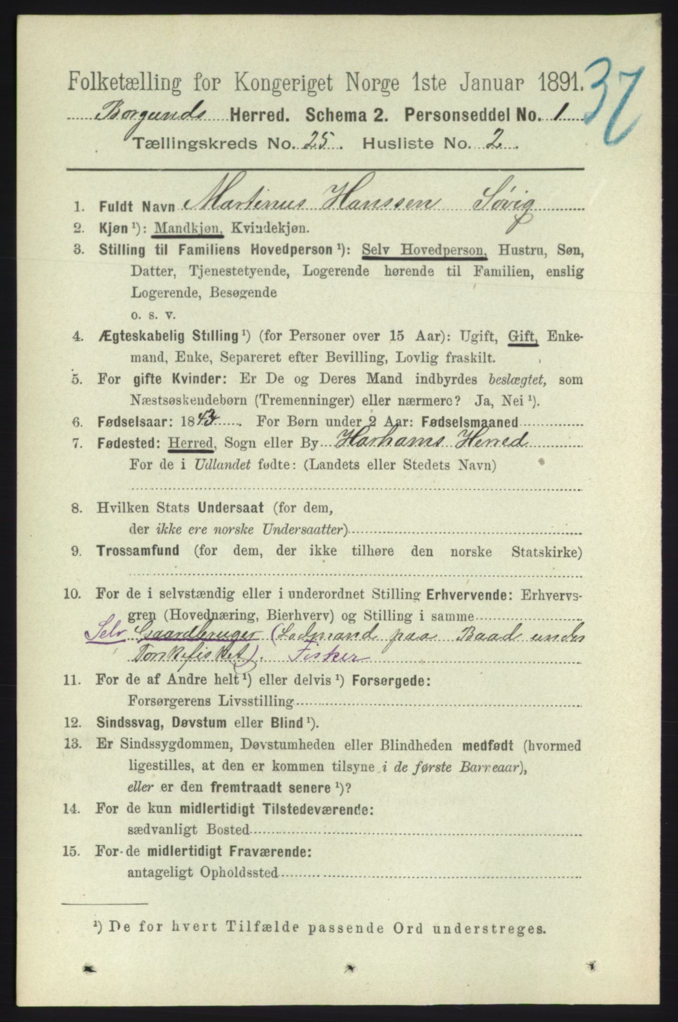 RA, 1891 census for 1531 Borgund, 1891, p. 7259