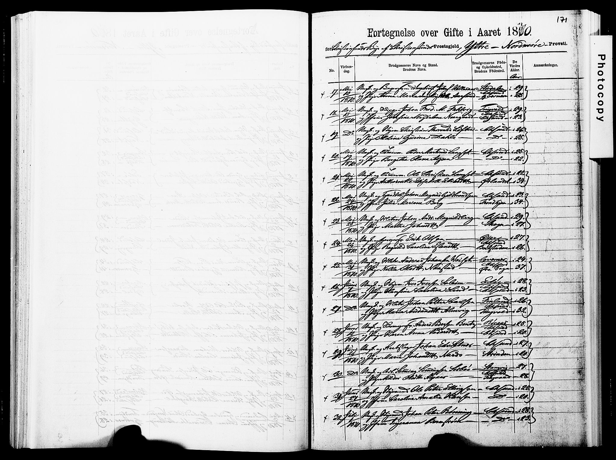 Ministerialprotokoller, klokkerbøker og fødselsregistre - Møre og Romsdal, SAT/A-1454/572/L0857: Parish register (official) no. 572D01, 1866-1872, p. 171