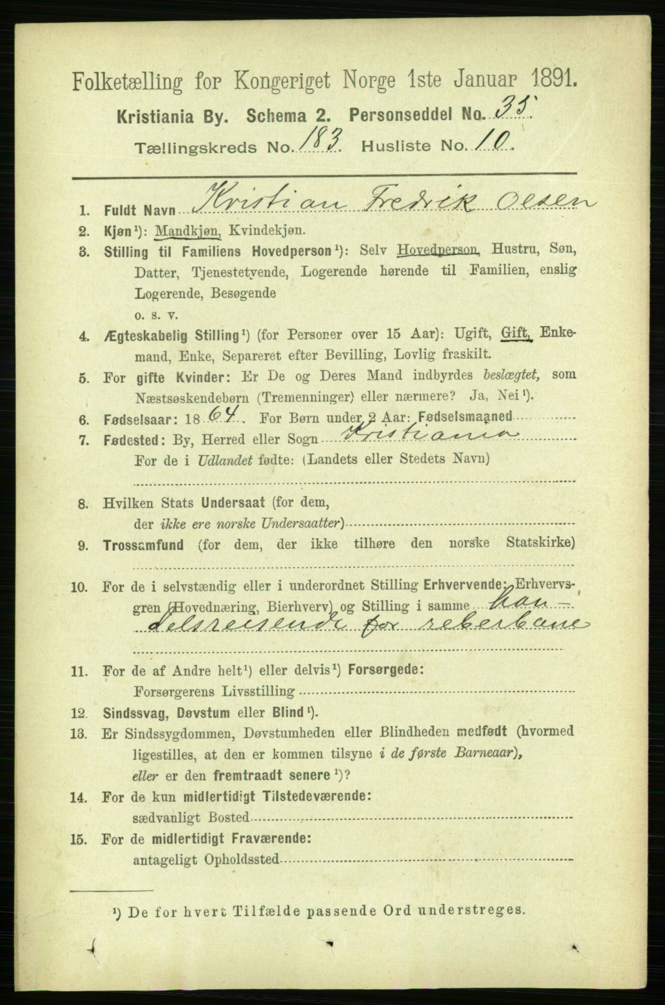 RA, 1891 census for 0301 Kristiania, 1891, p. 109719