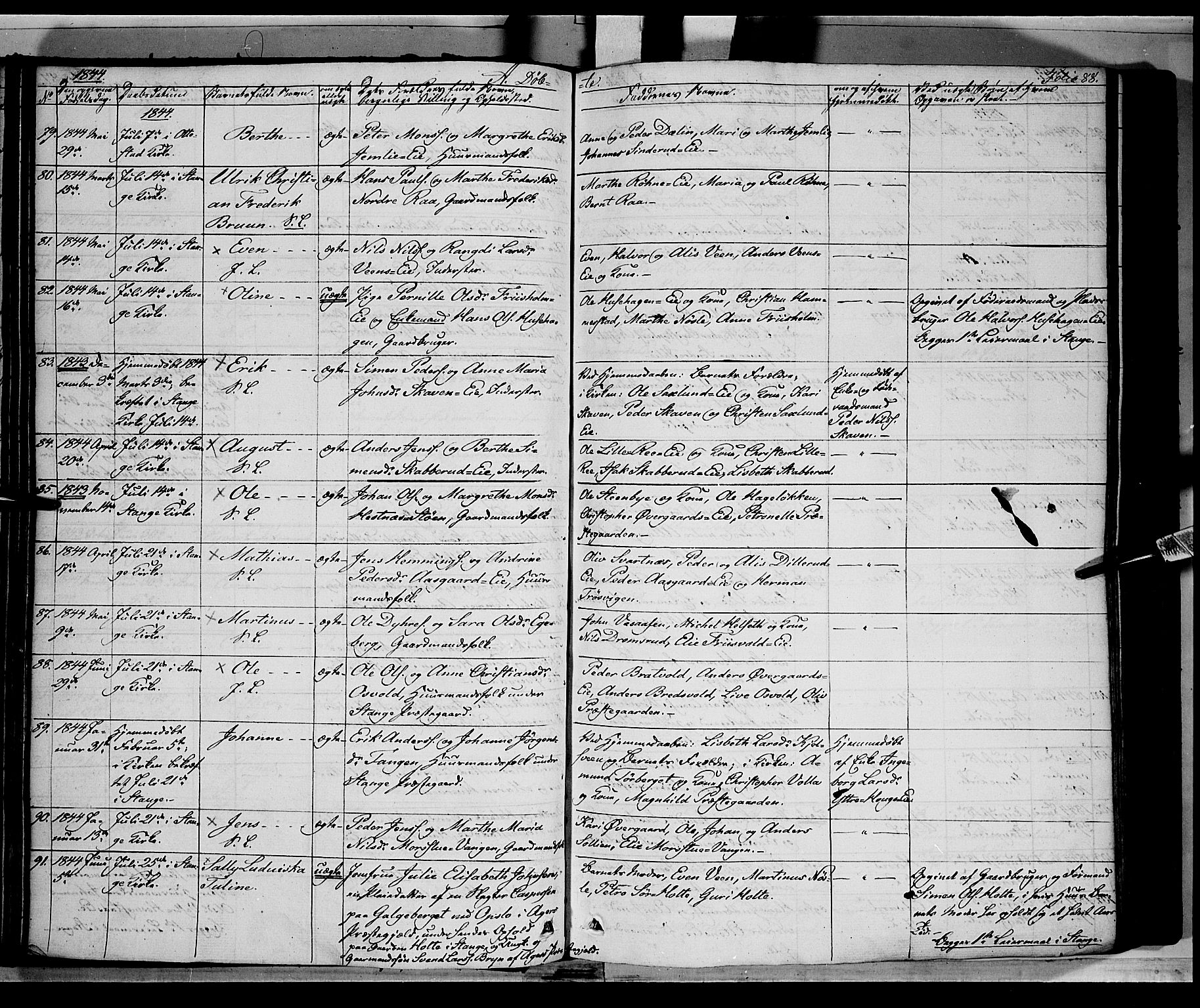 Stange prestekontor, AV/SAH-PREST-002/K/L0010: Parish register (official) no. 10, 1835-1845, p. 88