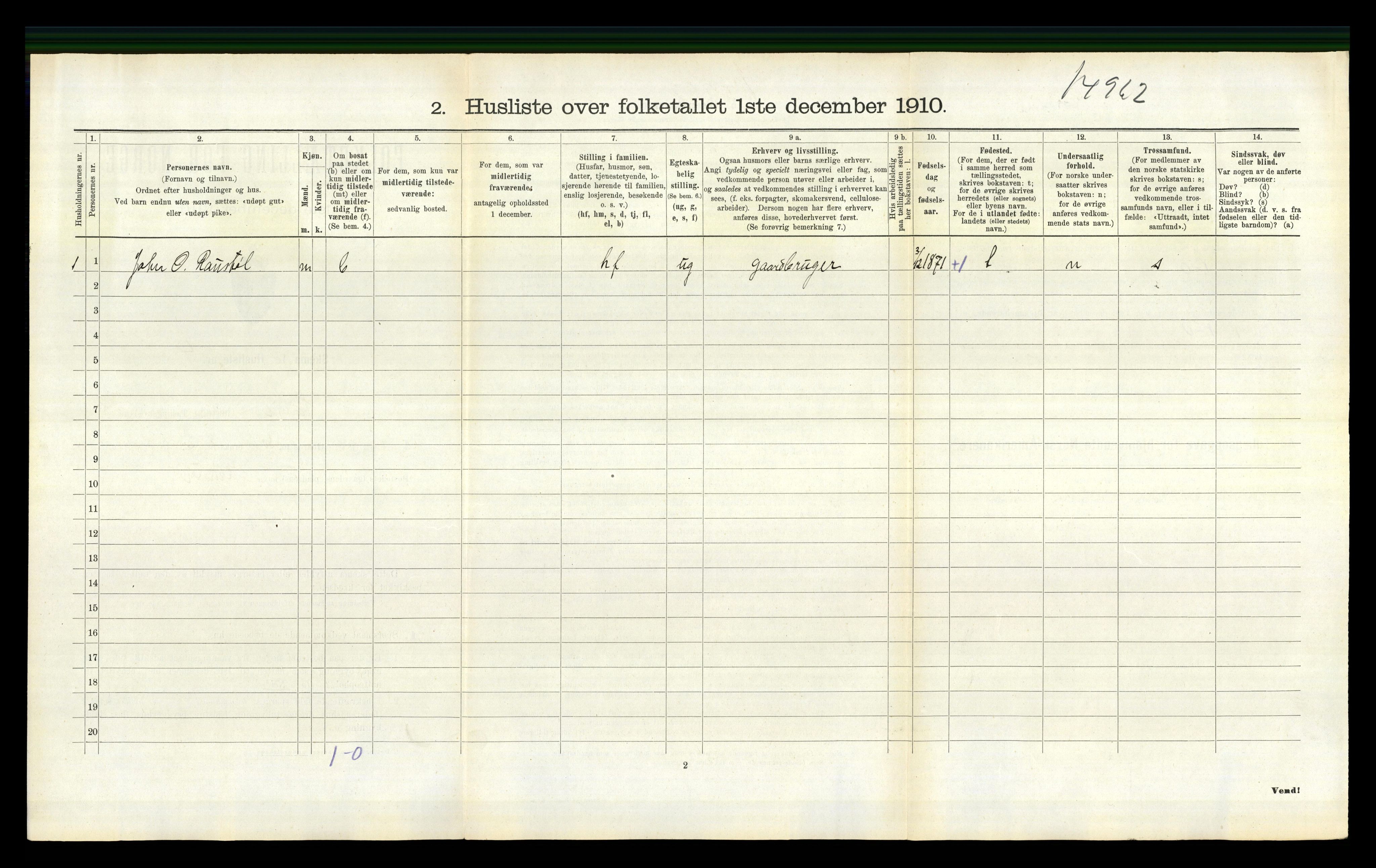 RA, 1910 census for Evje, 1910, p. 183