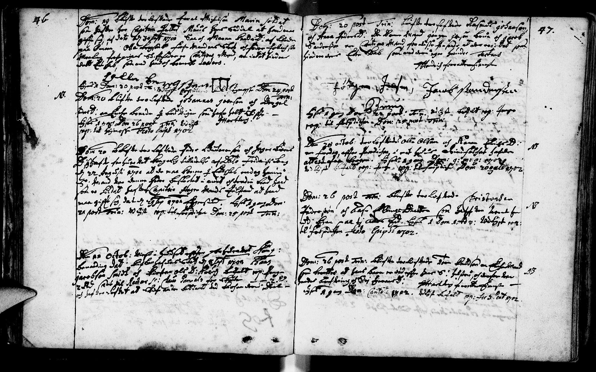Domkirken sokneprestkontor, SAST/A-101812/001/30/30BA/L0001: Parish register (official) no. A 1 /1, 1688-1727, p. 46-47