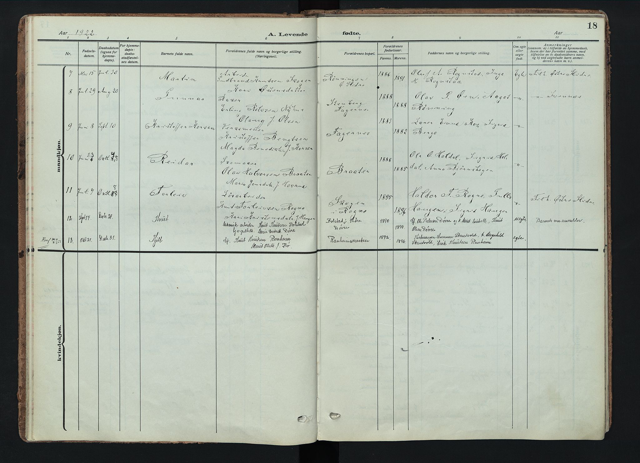 Nord-Aurdal prestekontor, AV/SAH-PREST-132/H/Ha/Haa/L0018: Parish register (official) no. 18, 1915-1935, p. 18