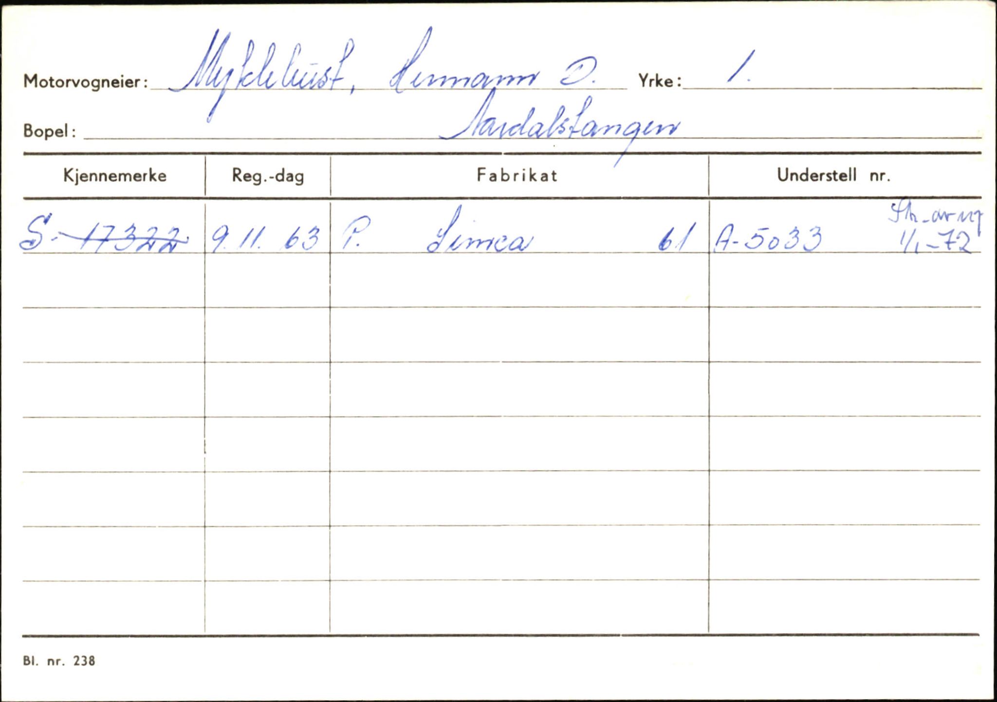 Statens vegvesen, Sogn og Fjordane vegkontor, AV/SAB-A-5301/4/F/L0145: Registerkort Vågsøy S-Å. Årdal I-P, 1945-1975, p. 1868