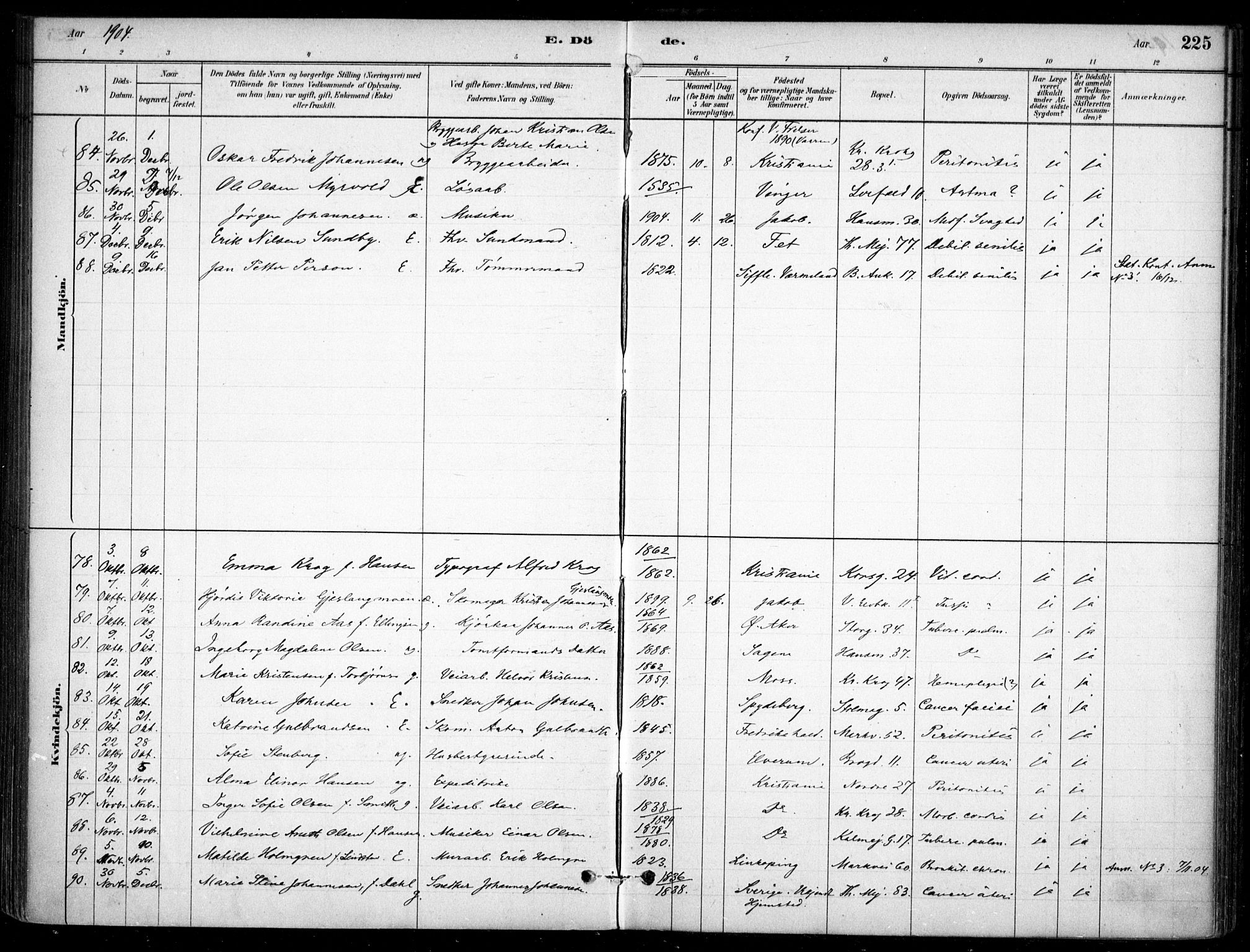 Jakob prestekontor Kirkebøker, AV/SAO-A-10850/F/Fa/L0007: Parish register (official) no. 7, 1880-1905, p. 225