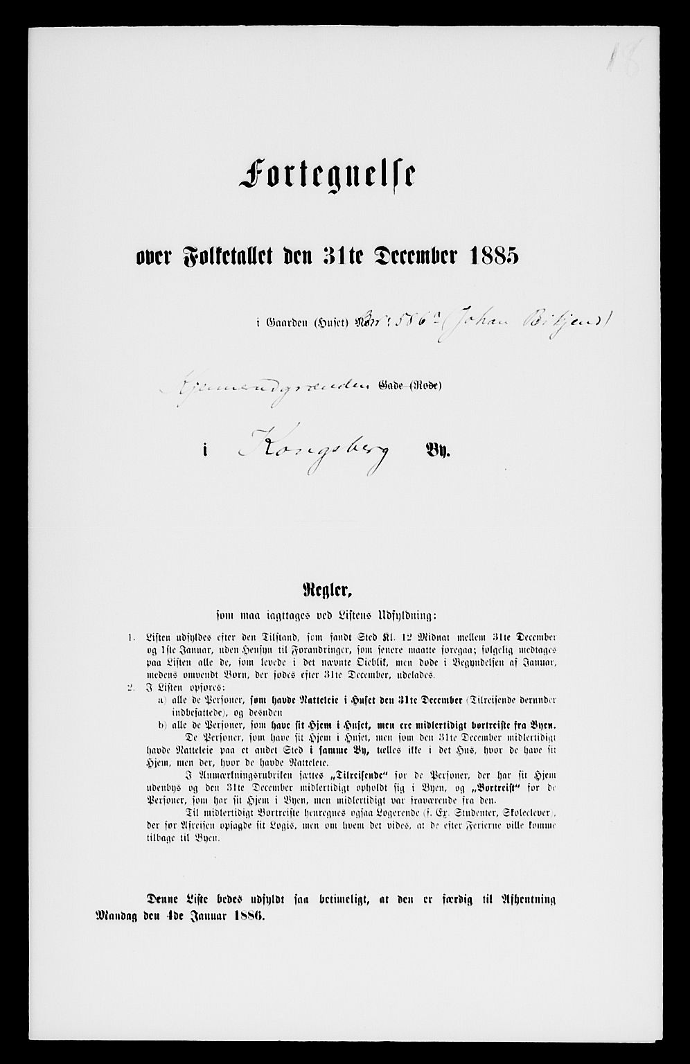 SAKO, 1885 census for 0604 Kongsberg, 1885, p. 1357