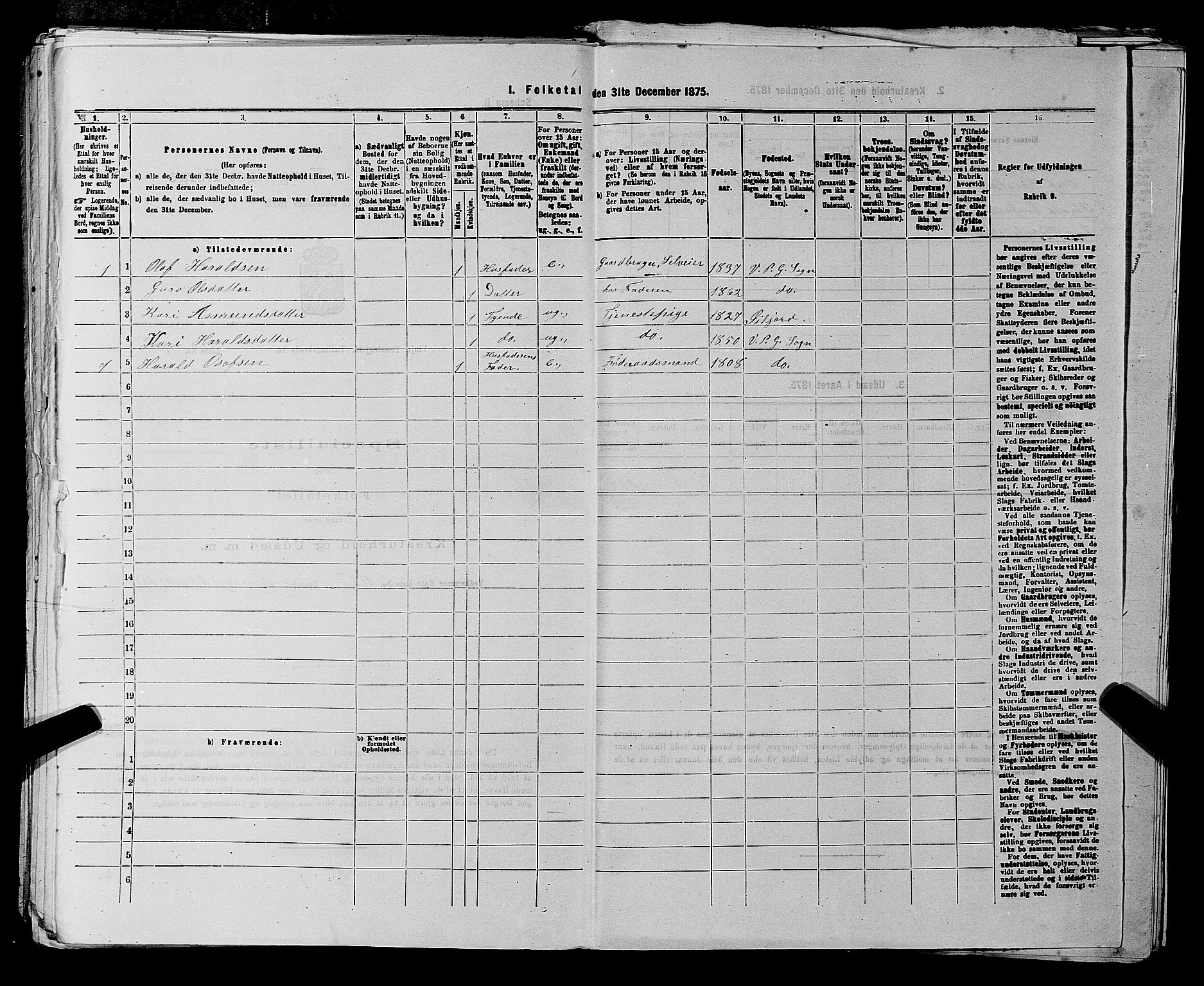 SAKO, 1875 census for 0834P Vinje, 1875, p. 561