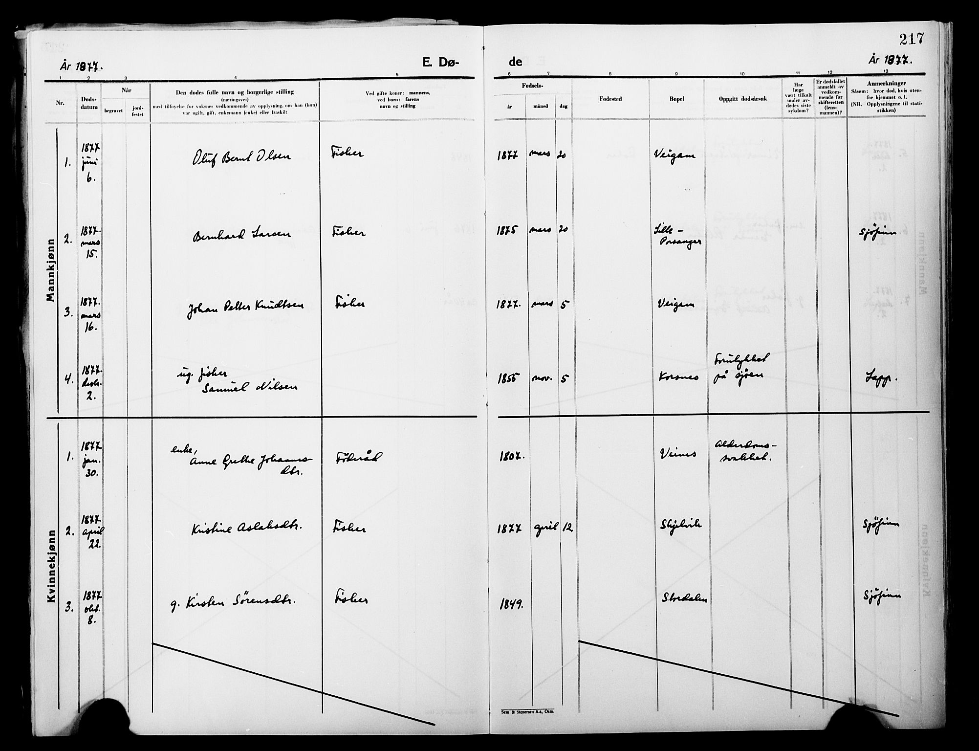 Lebesby sokneprestkontor, SATØ/S-1353/H/Ha/L0004kirke: Parish register (official) no. 4, 1870-1902, p. 217