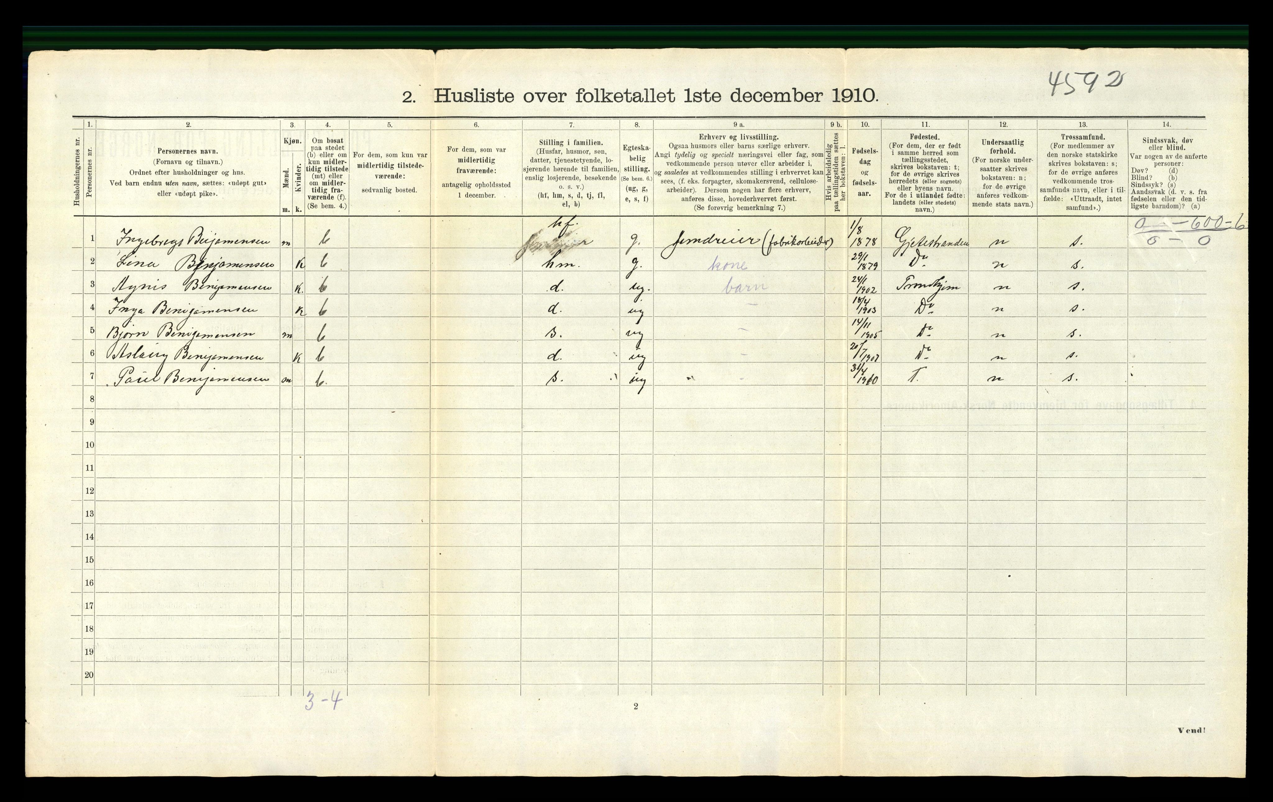 RA, 1910 census for Orkdal, 1910, p. 18