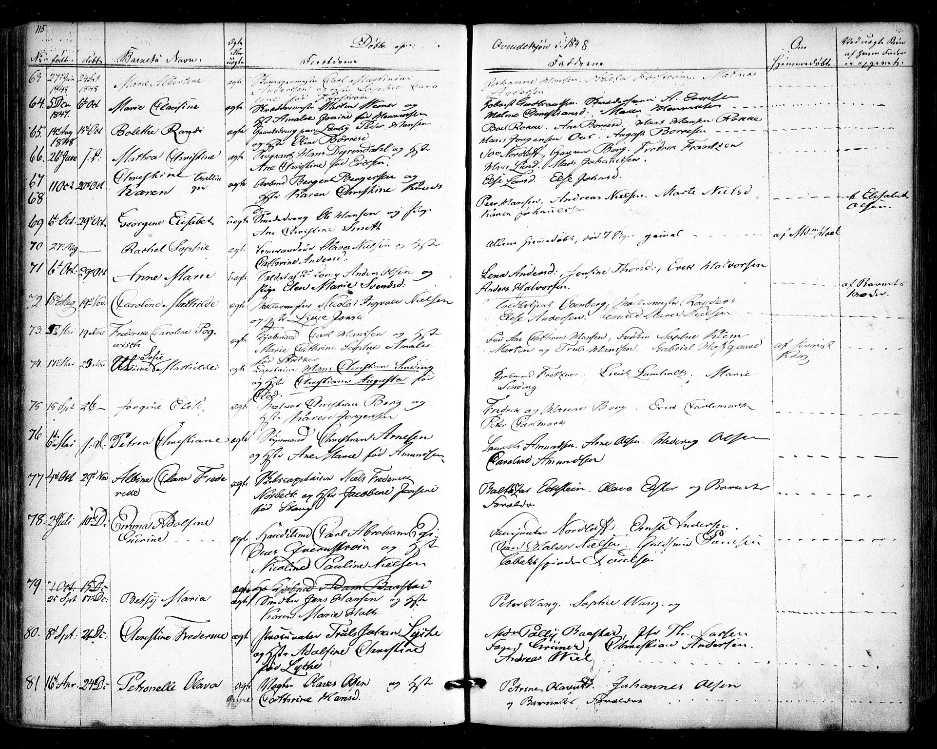 Halden prestekontor Kirkebøker, SAO/A-10909/F/Fa/L0006: Parish register (official) no. I 6, 1845-1856, p. 115