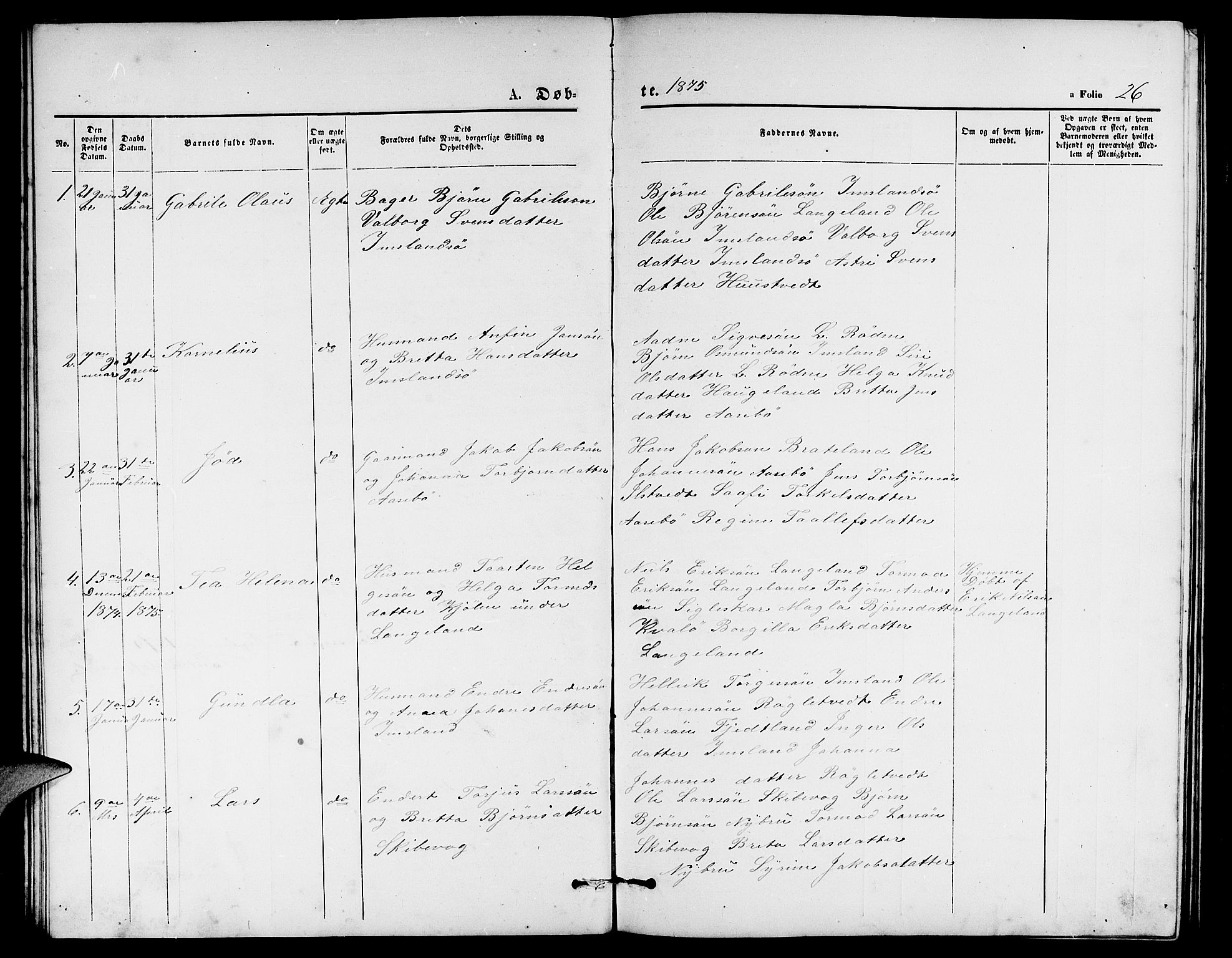 Vikedal sokneprestkontor, AV/SAST-A-101840/01/V: Parish register (copy) no. B 4, 1868-1890, p. 26