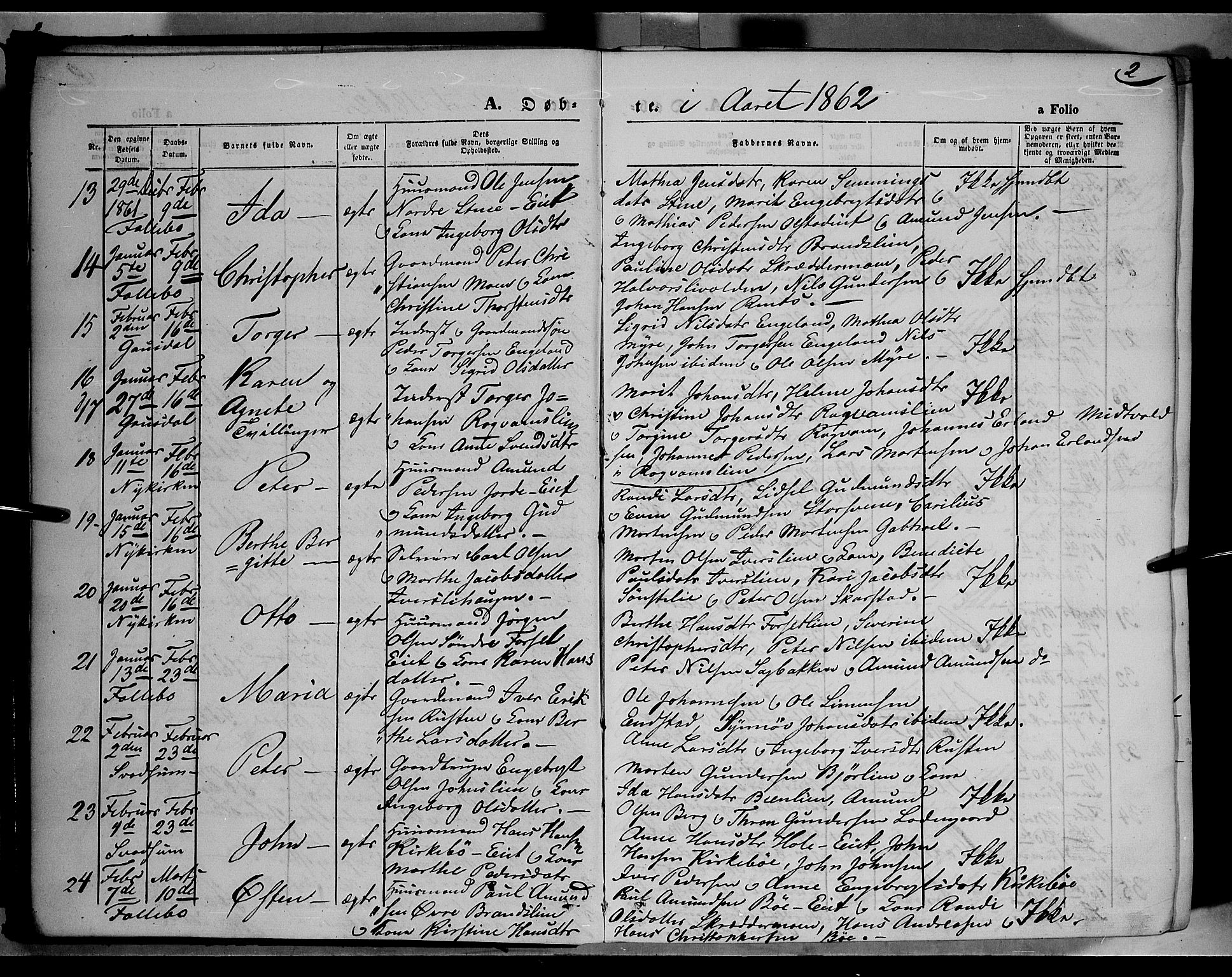 Gausdal prestekontor, SAH/PREST-090/H/Ha/Haa/L0009: Parish register (official) no. 9, 1862-1873, p. 2