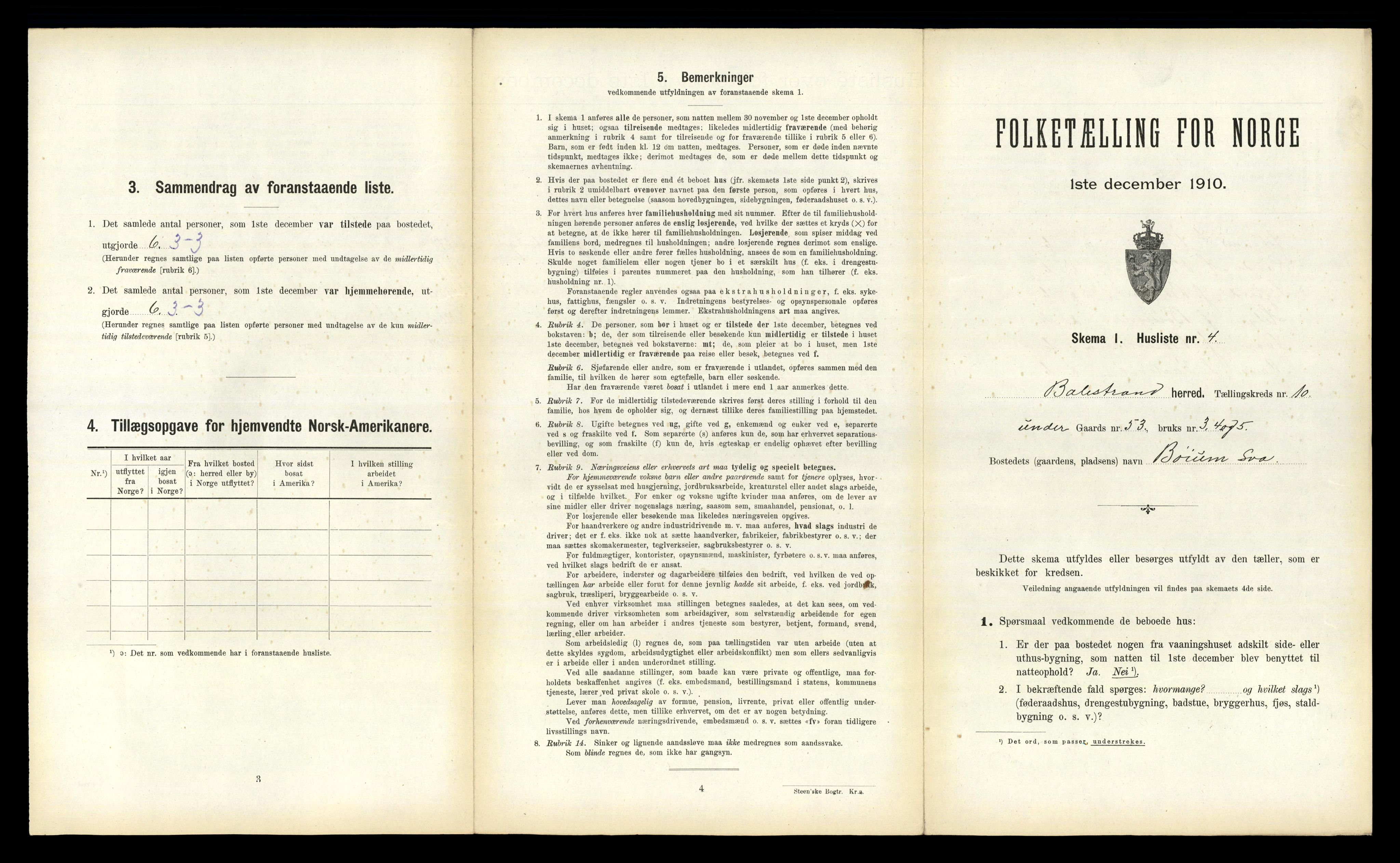RA, 1910 census for Balestrand, 1910, p. 634