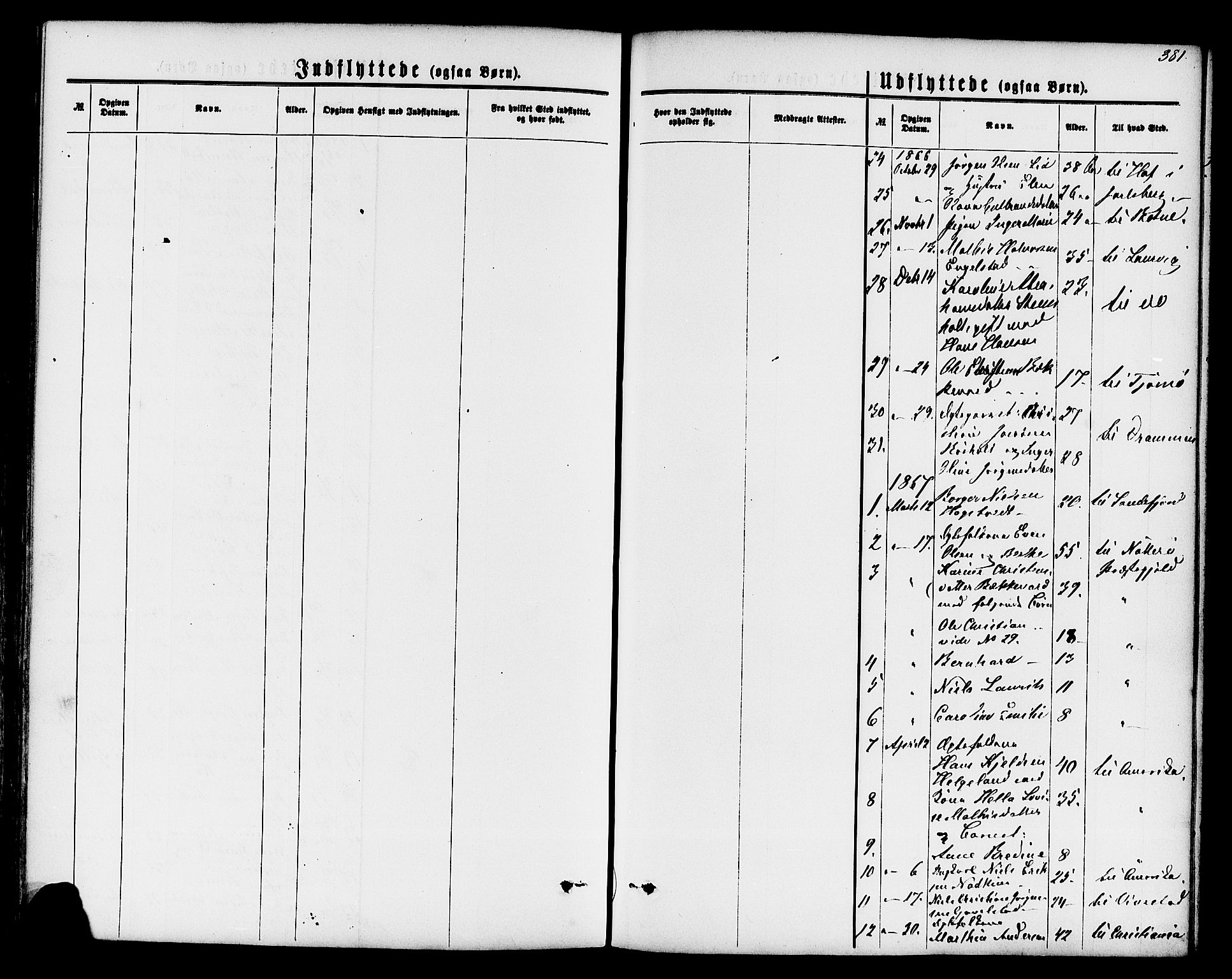 Lardal kirkebøker, SAKO/A-350/F/Fa/L0007: Parish register (official) no. I 7, 1861-1880, p. 381