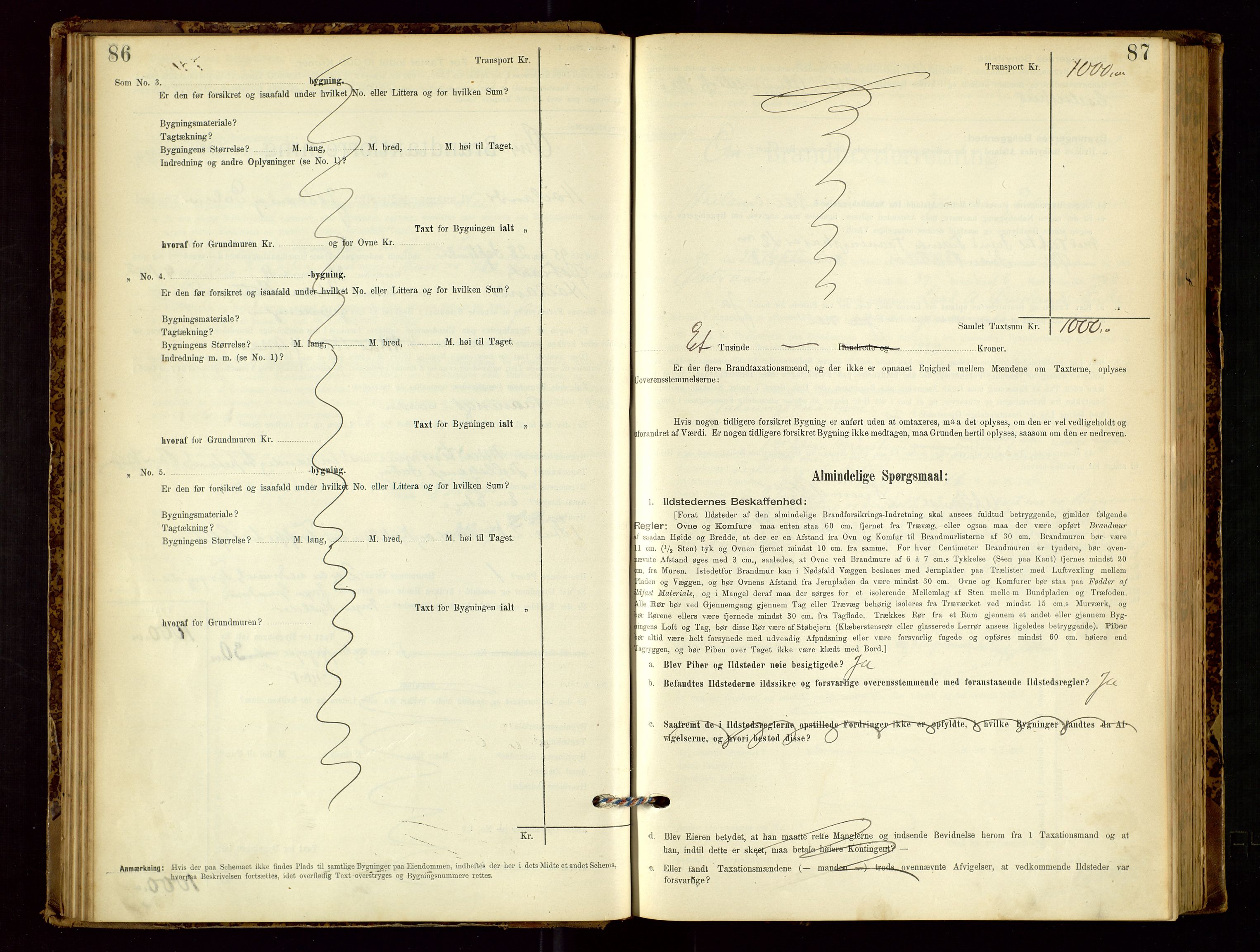 Høyland/Sandnes lensmannskontor, AV/SAST-A-100166/Gob/L0001: "Brandtaxtprotokol", 1890-1913, p. 86-87