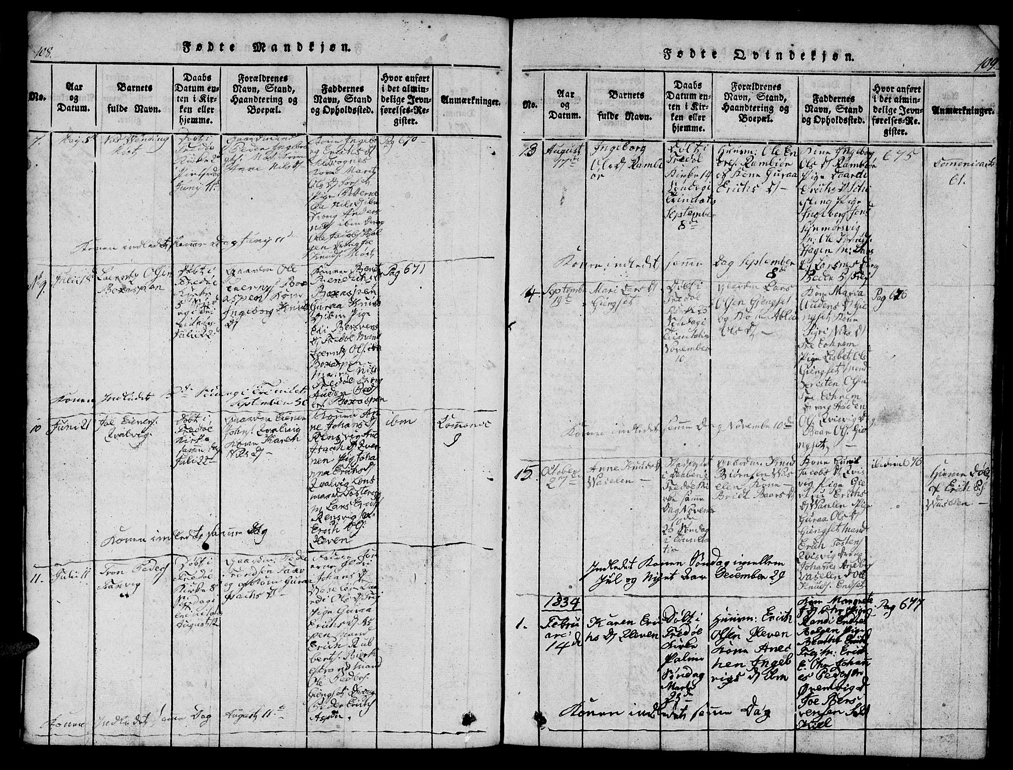 Ministerialprotokoller, klokkerbøker og fødselsregistre - Møre og Romsdal, AV/SAT-A-1454/573/L0873: Parish register (copy) no. 573C01, 1819-1834, p. 108-109