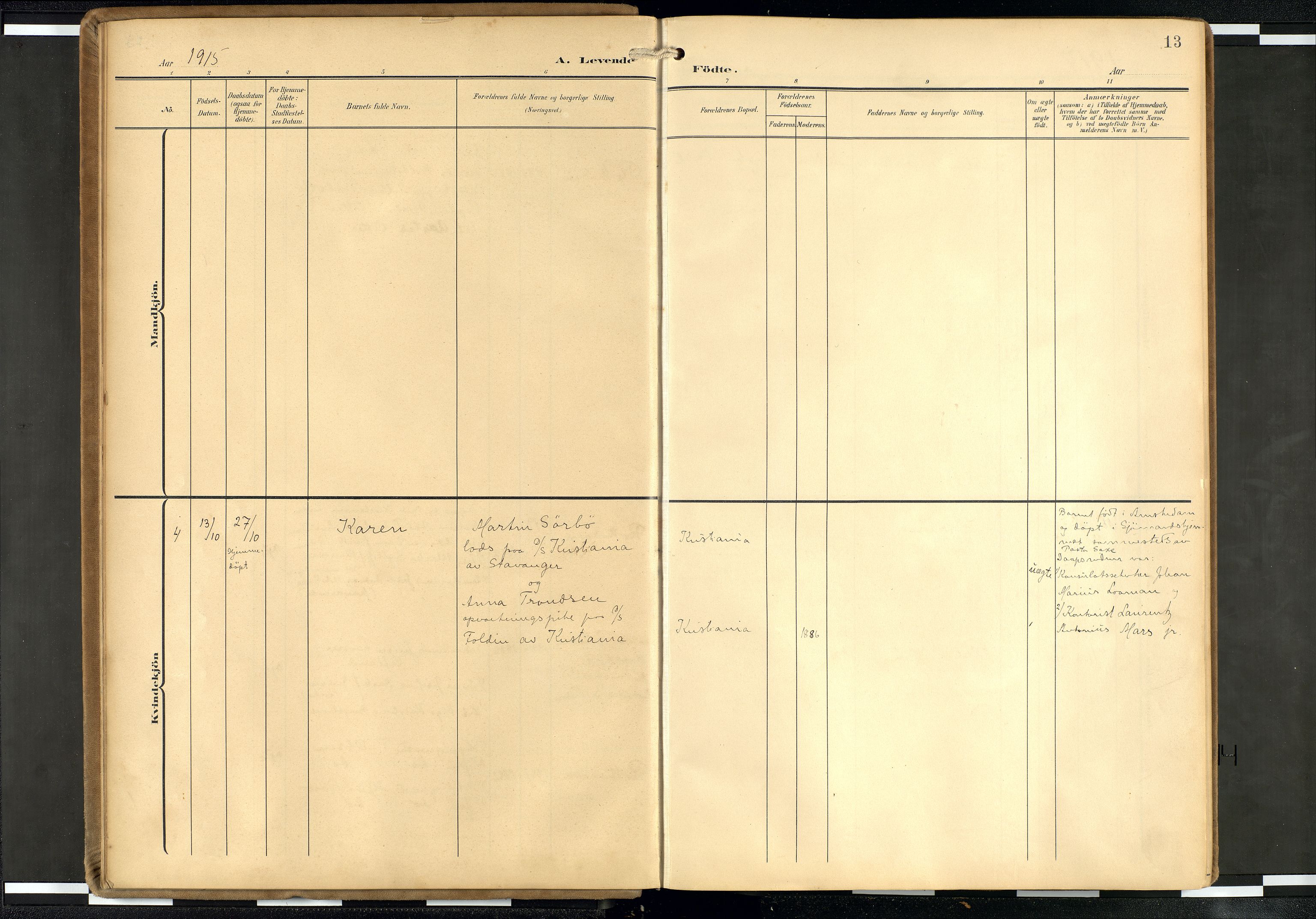 Den norske sjømannsmisjon i utlandet/Hollandske havner (Amsterdam-Rotterdam-Europort), AV/SAB-SAB/PA-0106/H/Ha/Haa/L0003: Parish register (official) no. A 3, 1908-1927, p. 12b-13a