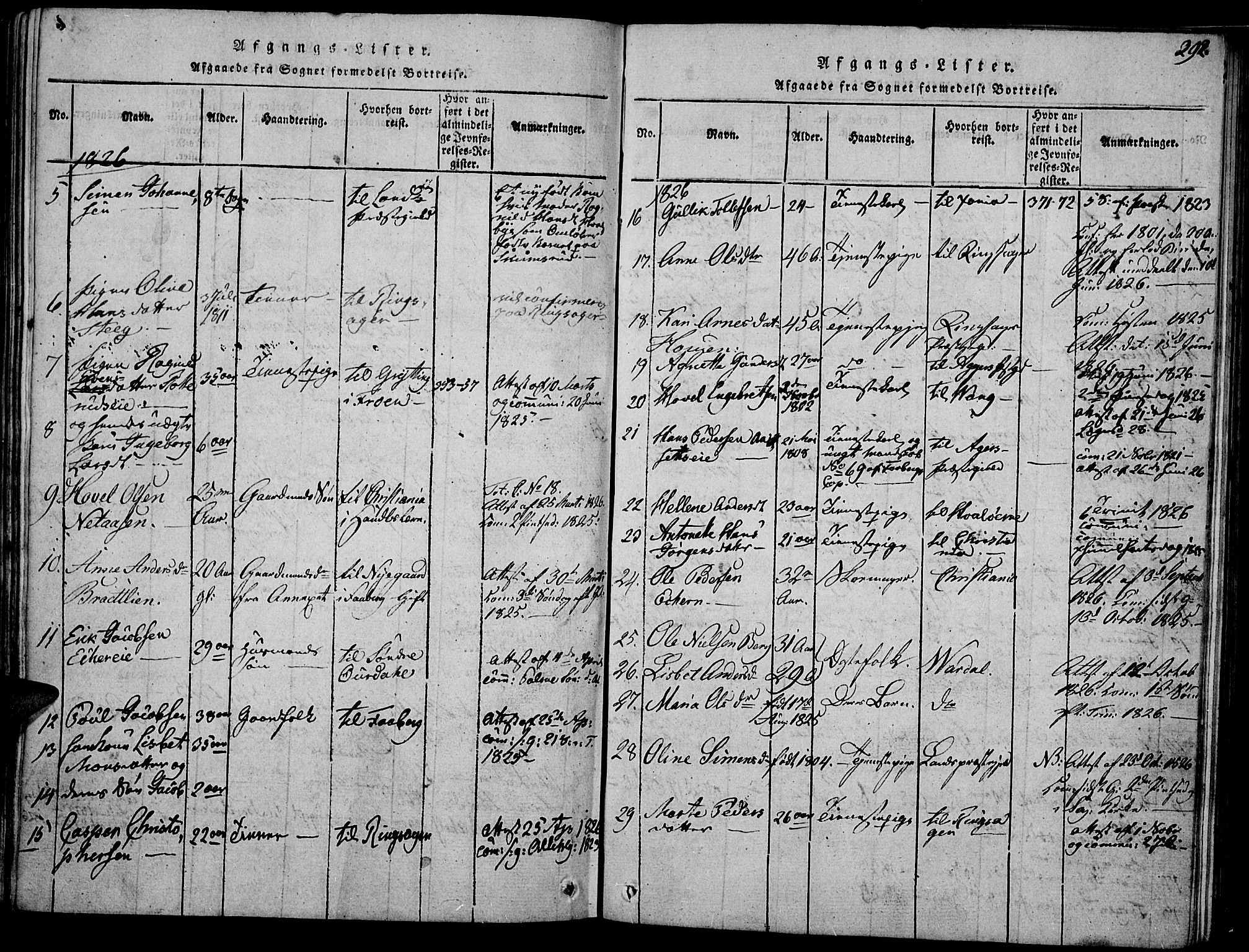 Biri prestekontor, SAH/PREST-096/H/Ha/Haa/L0003: Parish register (official) no. 3, 1814-1828, p. 292