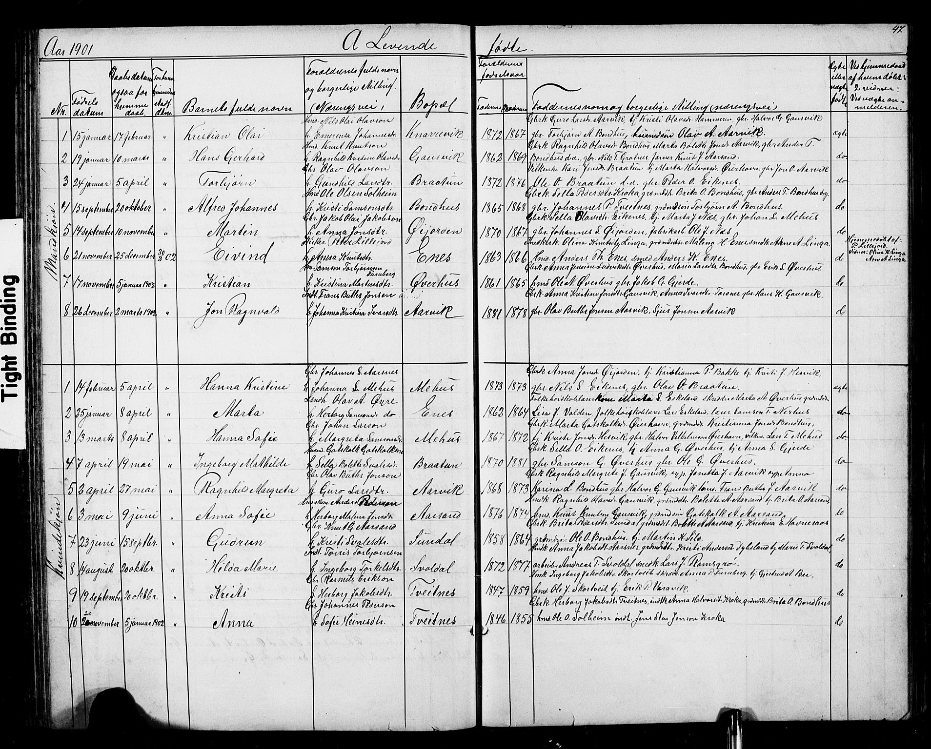Kvinnherad sokneprestembete, SAB/A-76401/H/Hab: Parish register (copy) no. D 1, 1856-1905, p. 47